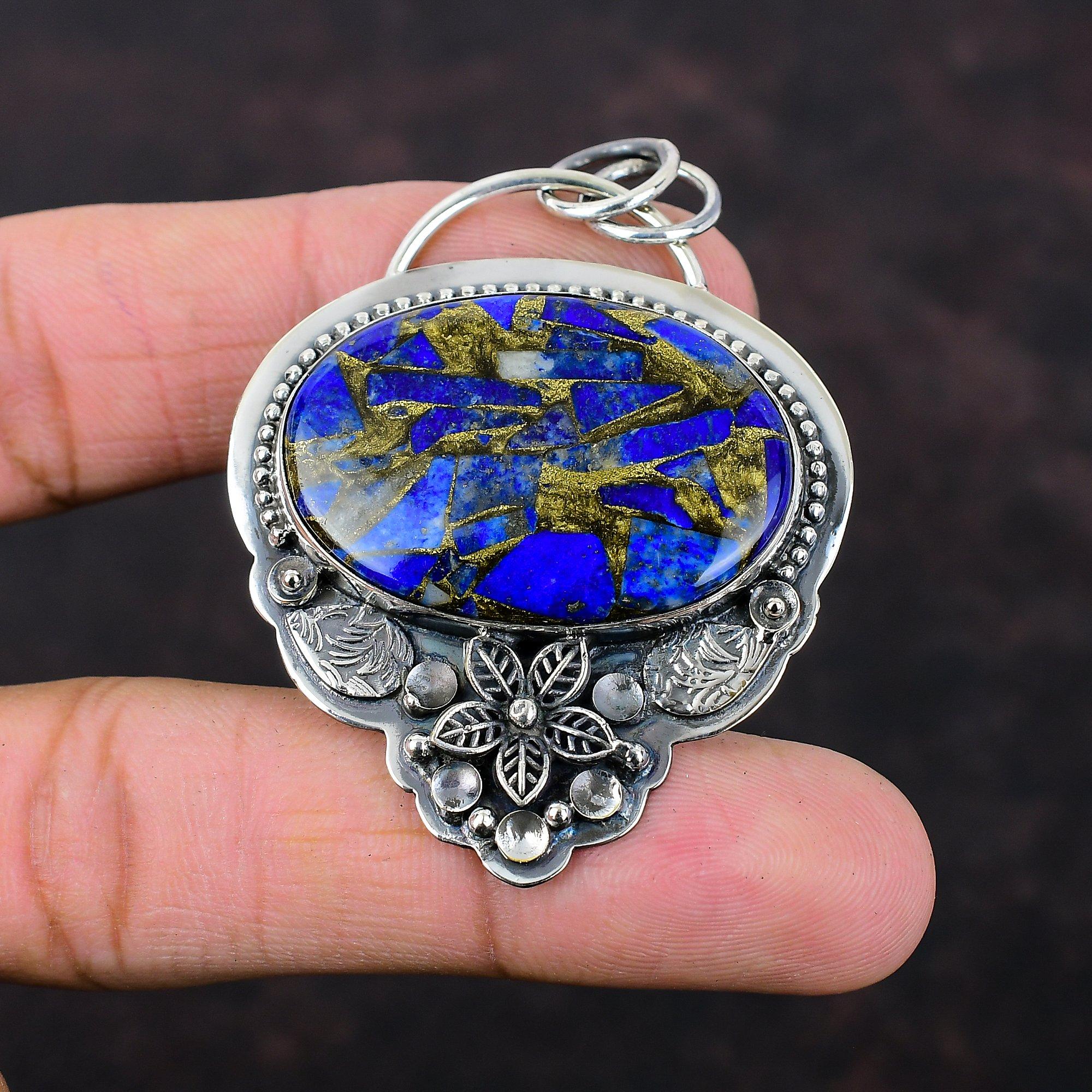 Copper Sodalite Pendant Amazing Gemstone Jewelry 925 Sterling Silver Pendant Handmade Flower Jewelry Elegant Pendant Silver Jewelry For Gift