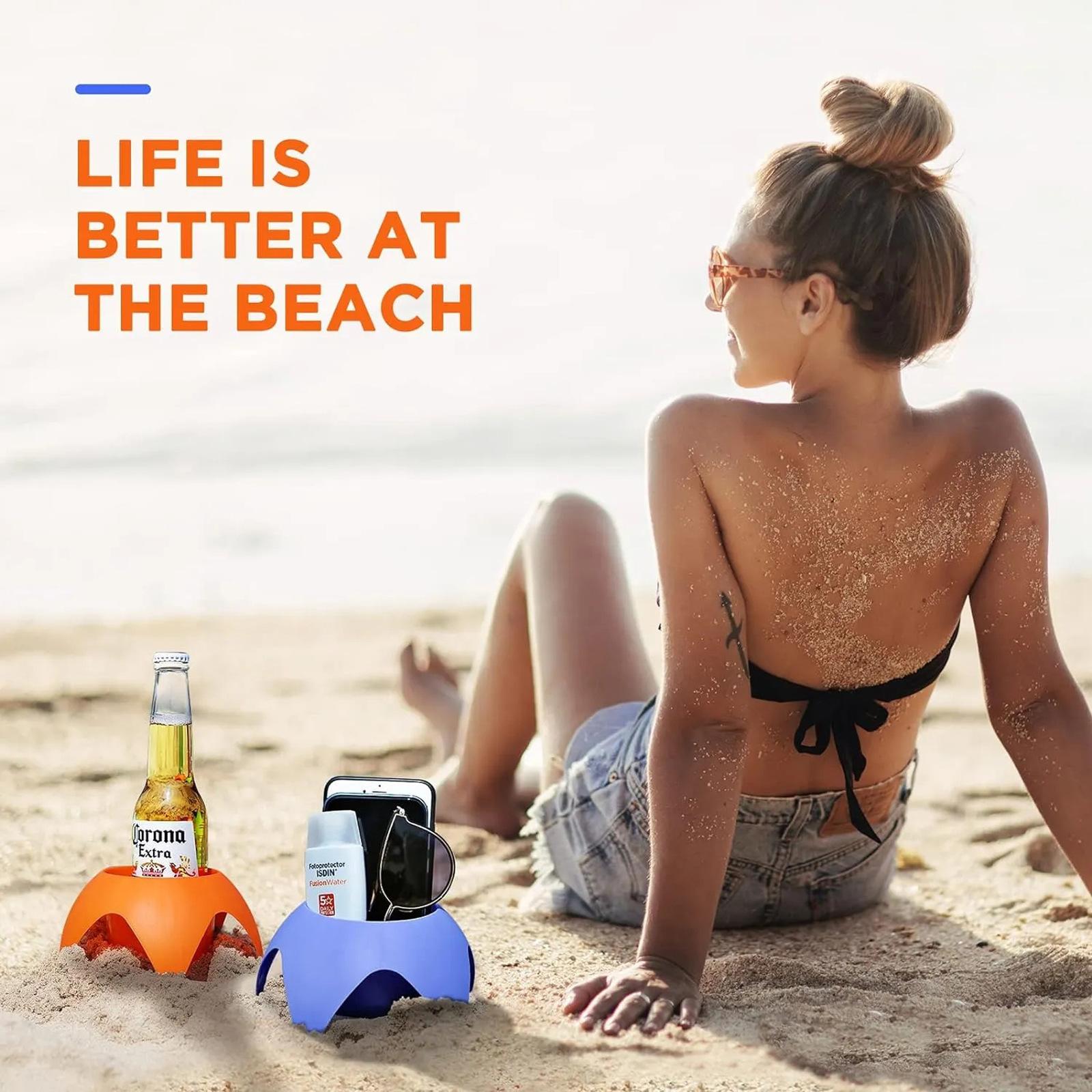 HOT Selling Beach Storage Cup Outdoor Beach Cup Holder Storage Tray Beach Beer Drink Holder Beach Cup Holder