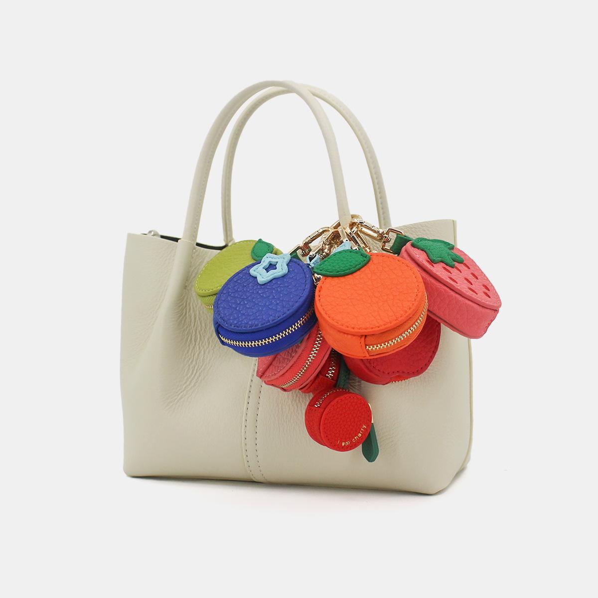 Mini Cherry Fruit Shape Coin Purse Strawberry Cute PU Leather Pendant Korean Style Keychain Earphone Bag Mini Storage Bag