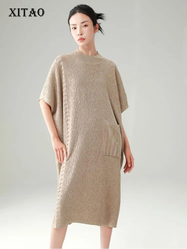 Xitao Loose Fashion Batwing Sleeve Knitting Dress LYD1056
