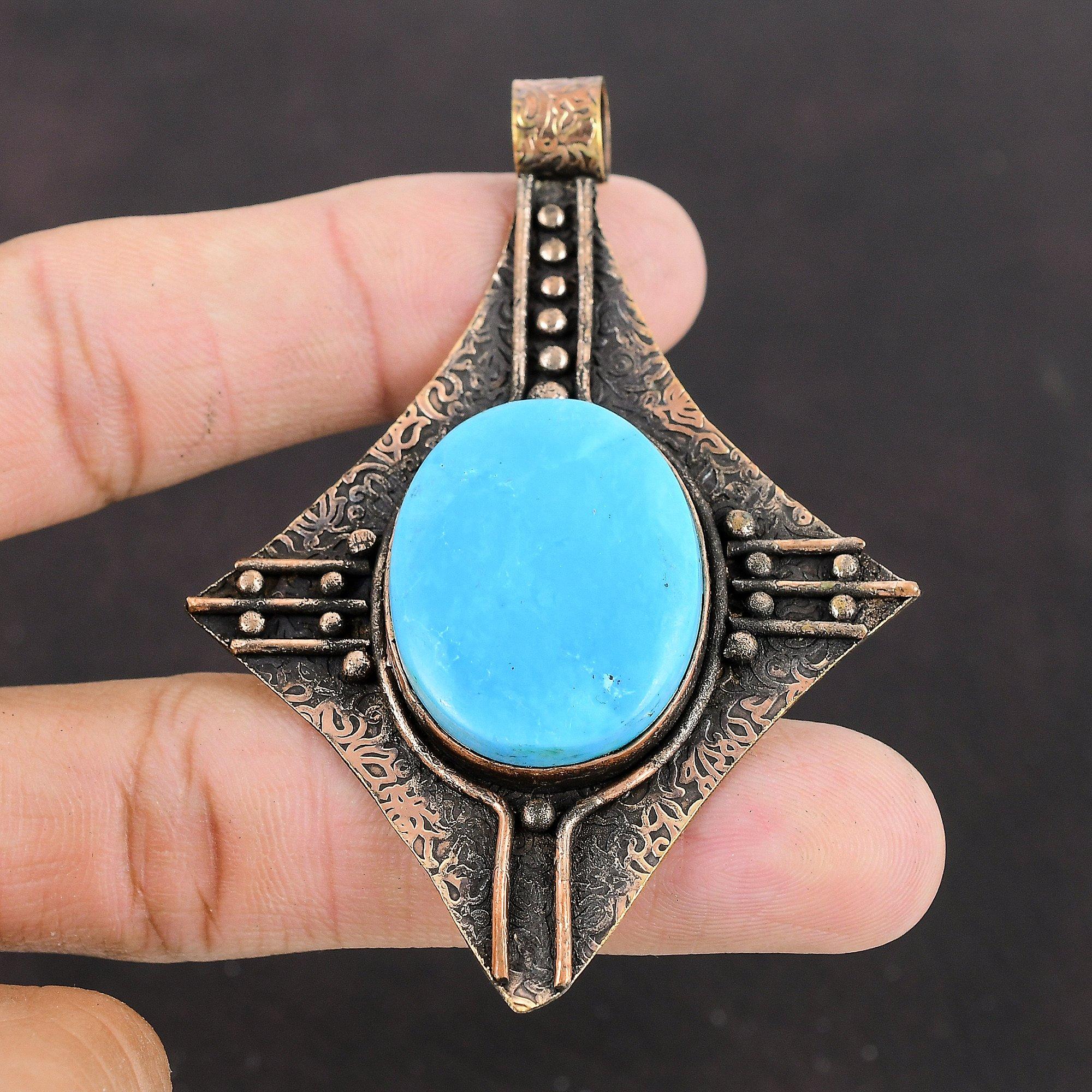 Arizona Turquoise Pendant Copper Pendant Handmade Pendant Unique Copper Jewelry Natural Gemstone Pendant Turquoise Jewelry Gift For Friend