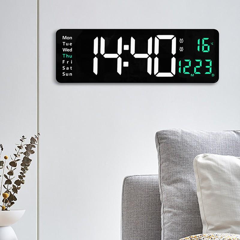 16 Inch Large Digital Wall Clock TEMP Date Week with Remote Control Timer Countdown Table Clock 2 Alarm 12/24H Wall-mounted LED Clock