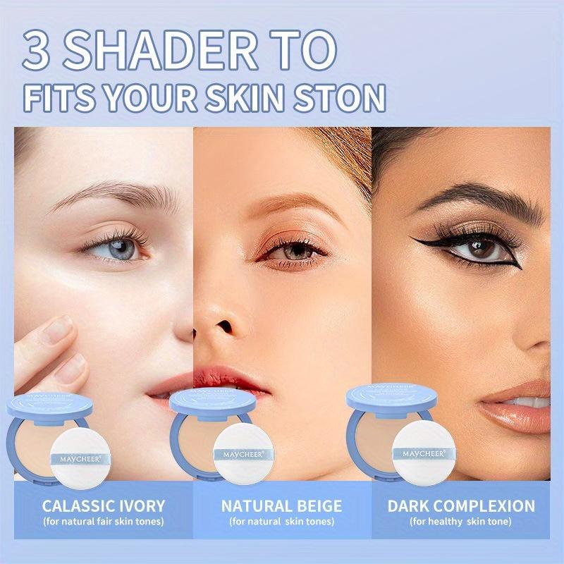 3 Color Oil Control Matte Face Powder, Long Lasting Flawless Setting Powder Compact Face Makeup Loose Powder