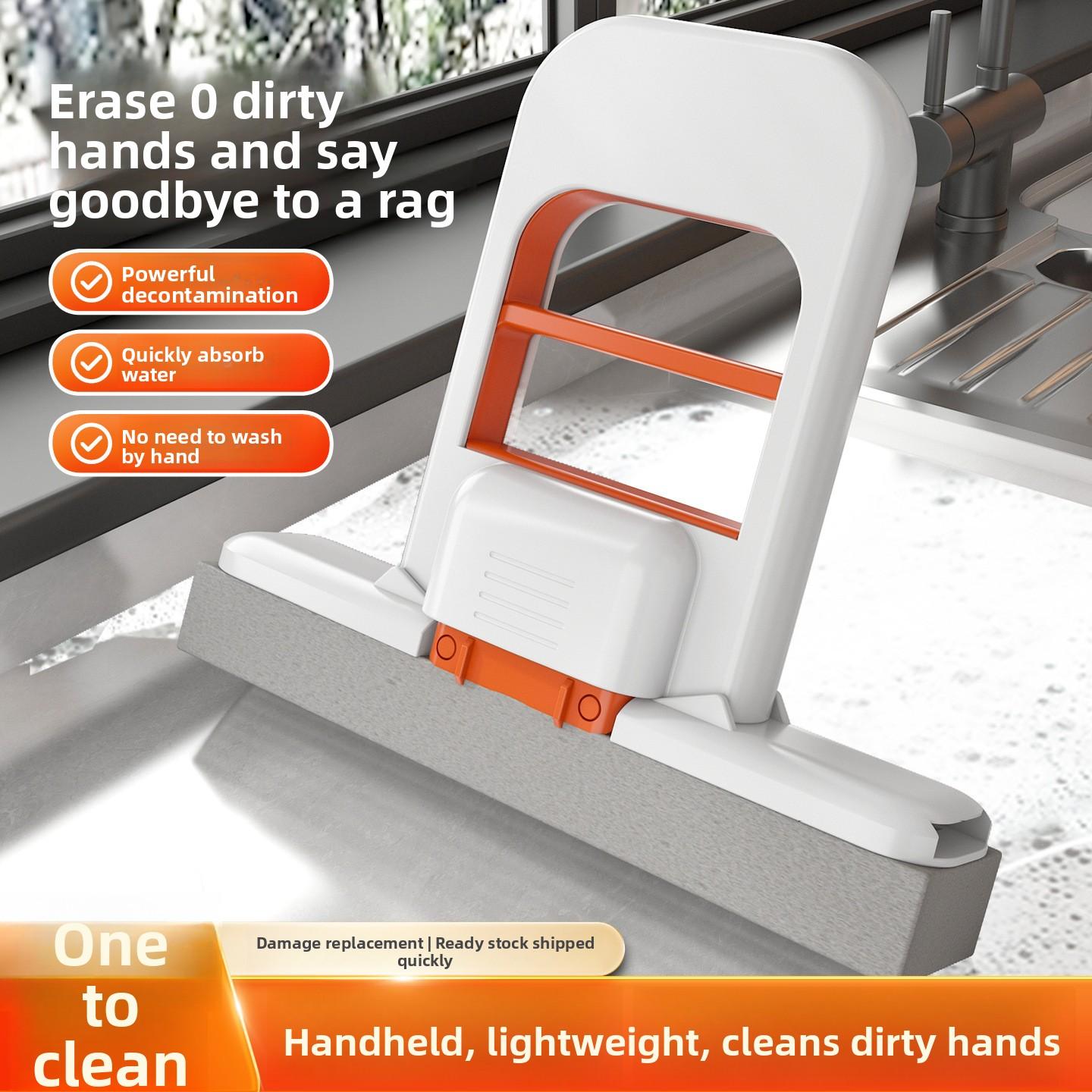 1PCS Foldable Hands-free Indoor Dual-use Small Cotton Mop for Tabletop Cleaning, Wet and Dry Handheld Folding Lazy Mop