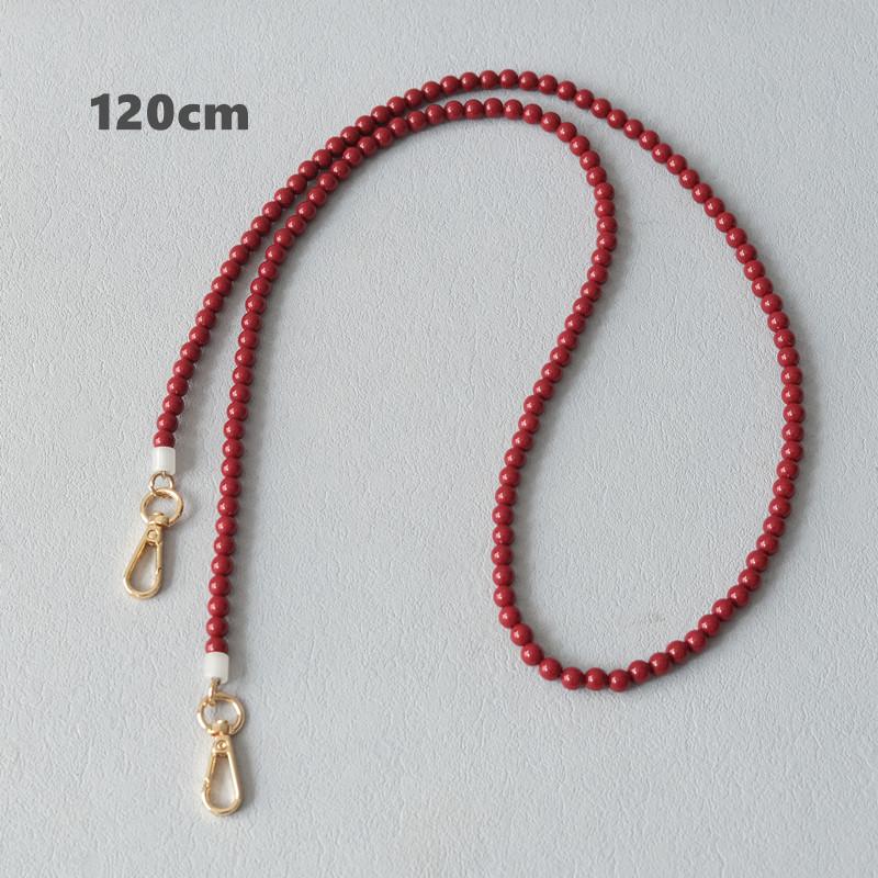 New Fashion Woman Bag Accessory Detachable Vintage Red Bead Chain Acrylic Bag Solid Strap Women Handbag Shoulder Long Chains