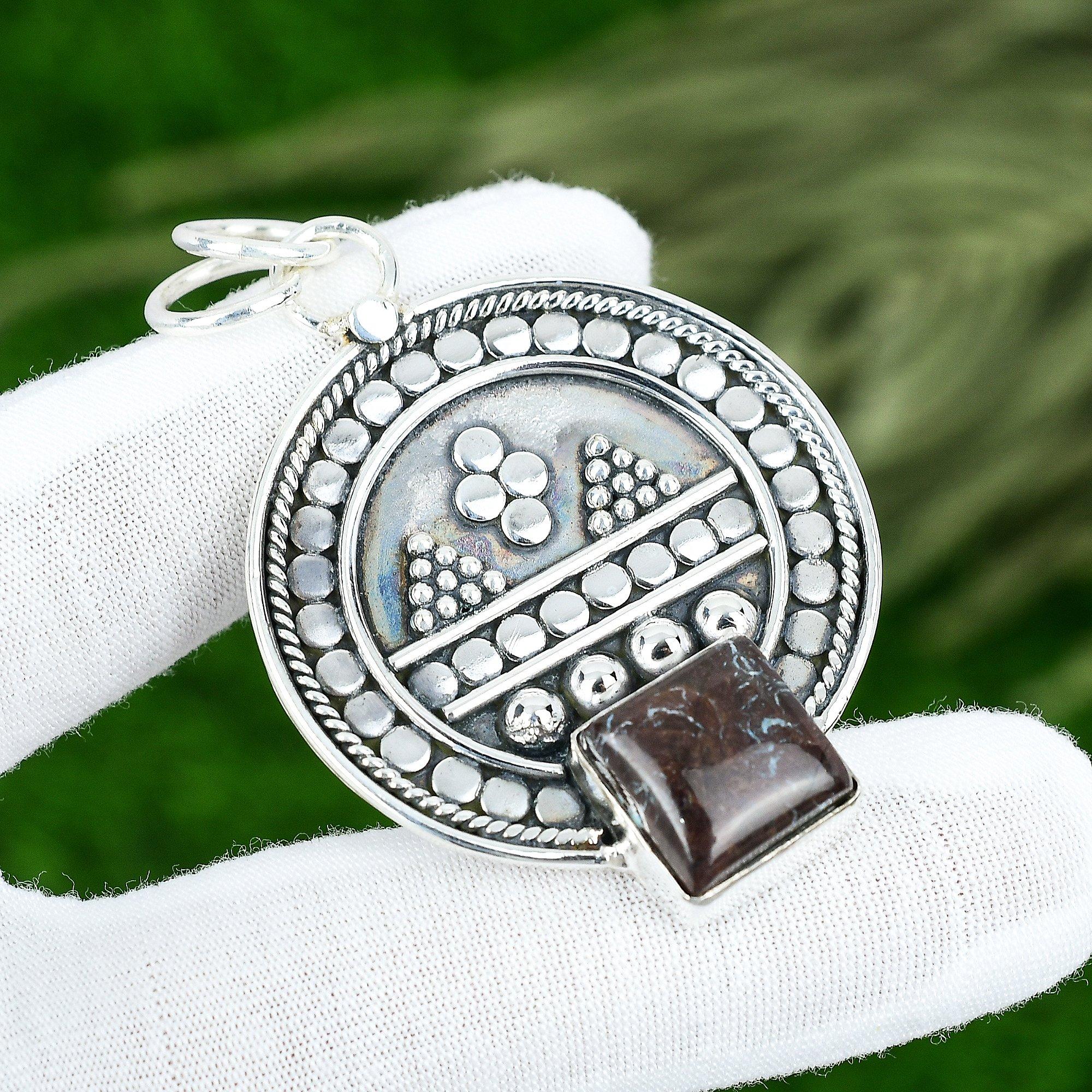 Memorial Day Sale 925 Silver Square Tibetan Turquoise Gemstone Pendant Jewelry