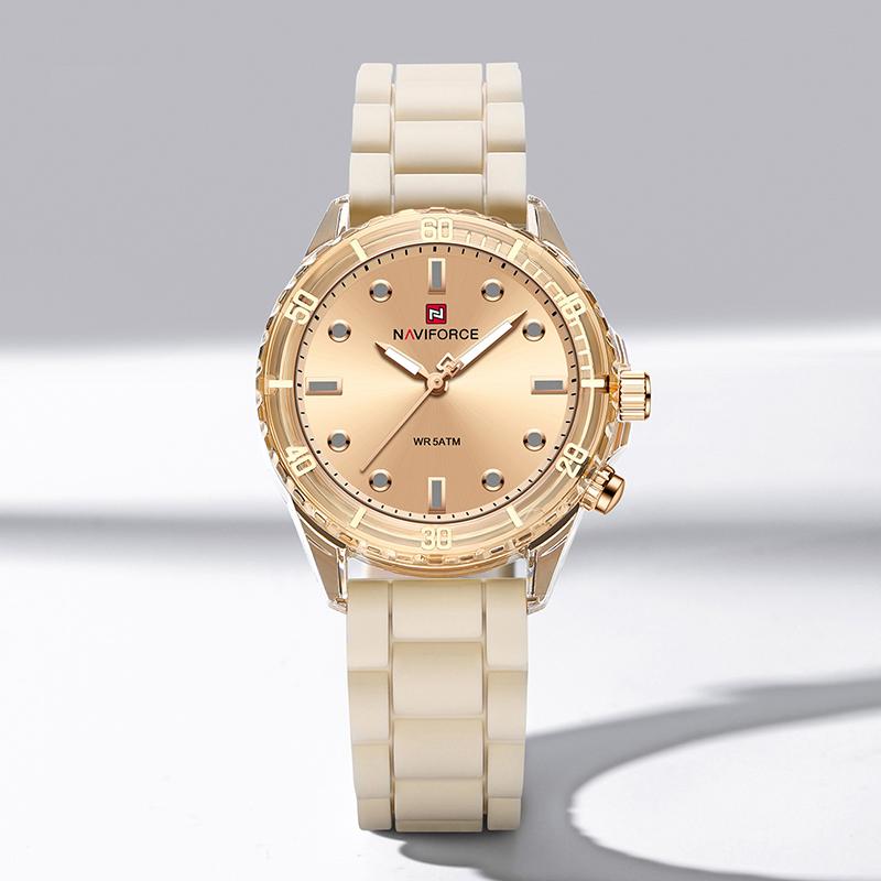 Naviforce Women's Quartz Watch Silicone Strap Waterproof Luminous Pointer Lightweight Fashion Casual Women's Watch NF7115
