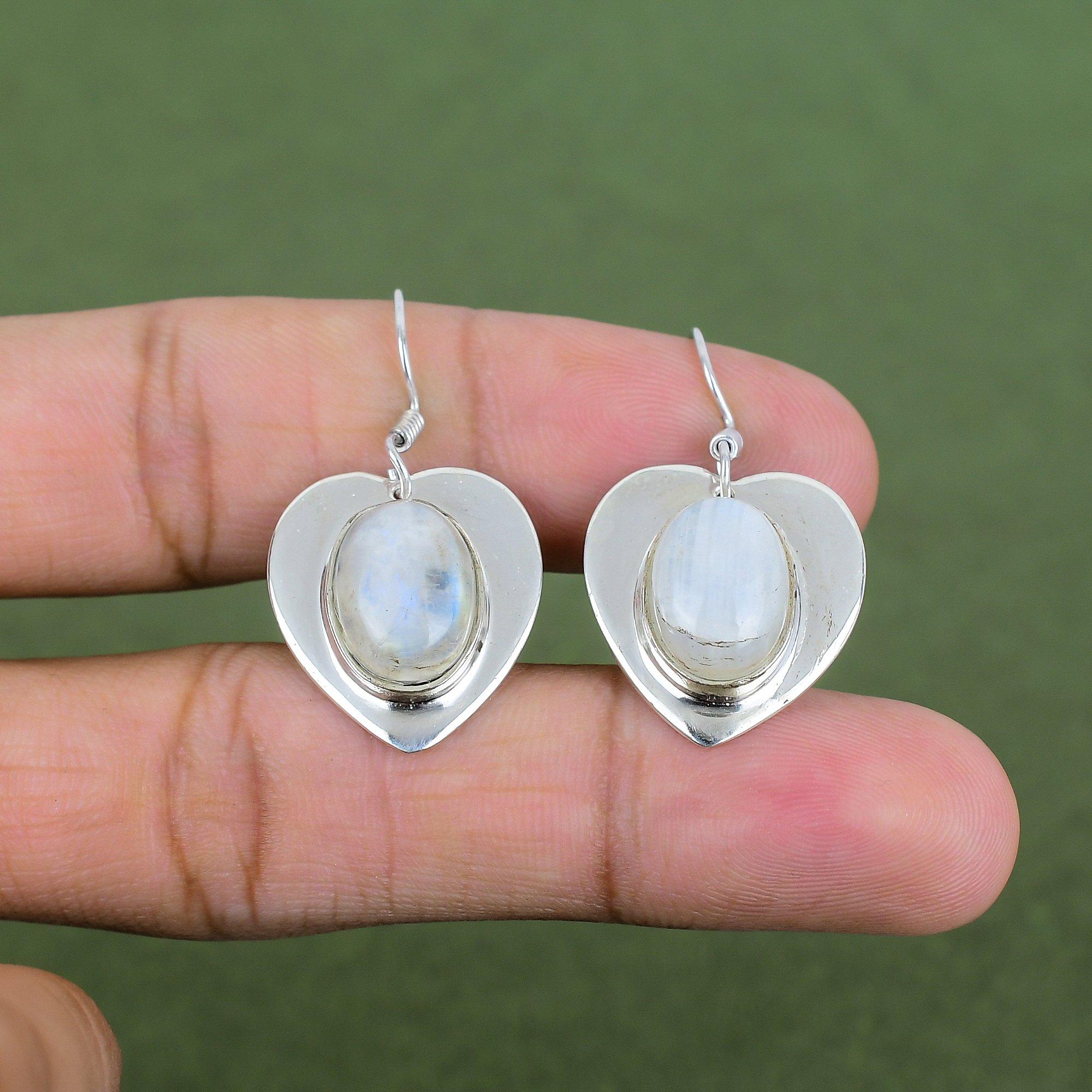 Rainbow Moonstone Earring 925 Sterling Silver Earring Decent Jewelry Beautiful Dangle Earrings Handmade Real Gemstone Earrings Gifts For Her