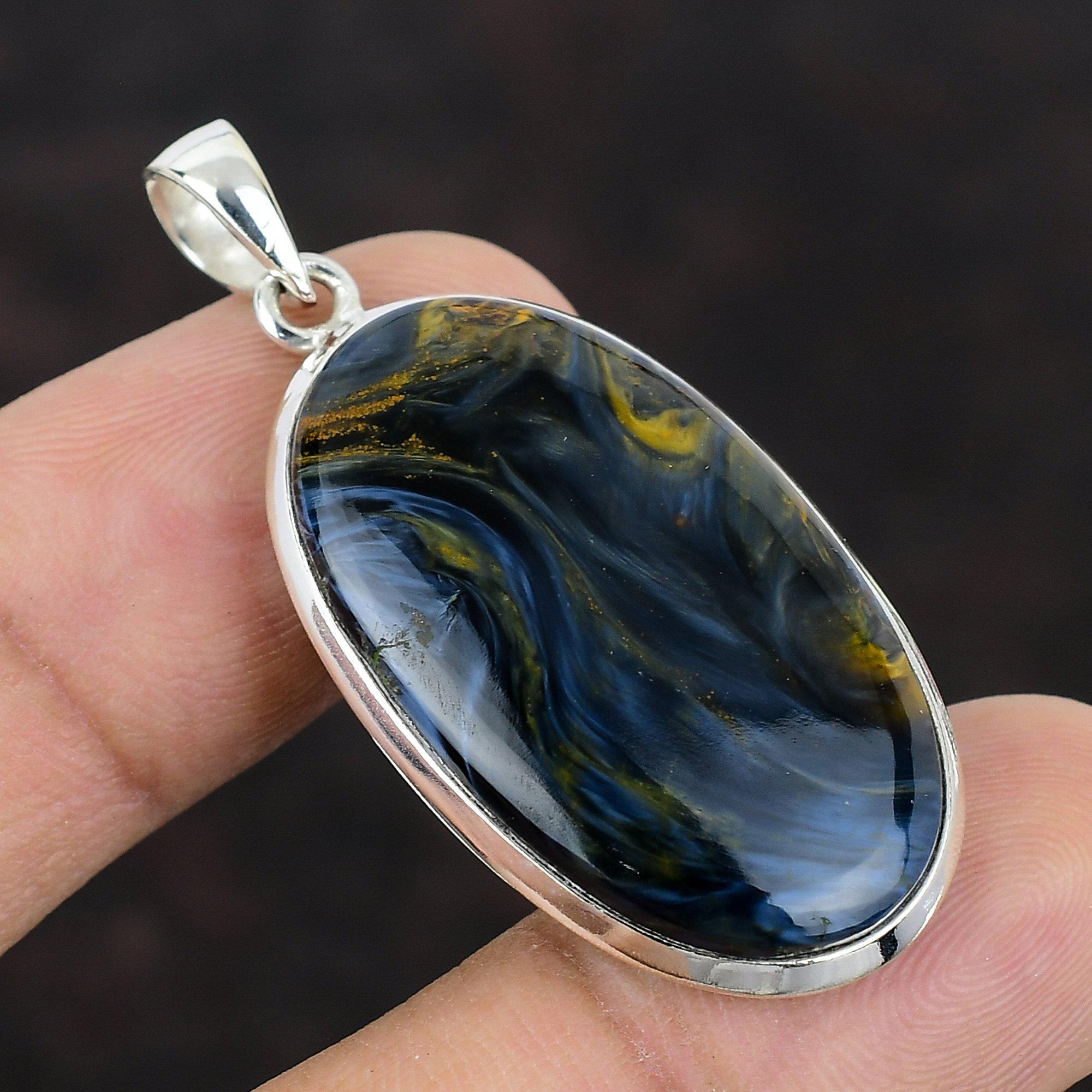 Pietersite hänge Äkta ädelstens hänge 925 sterling silver hänge Handgjorda Boho smycken Etnisk stil hänge Silversmycken för present