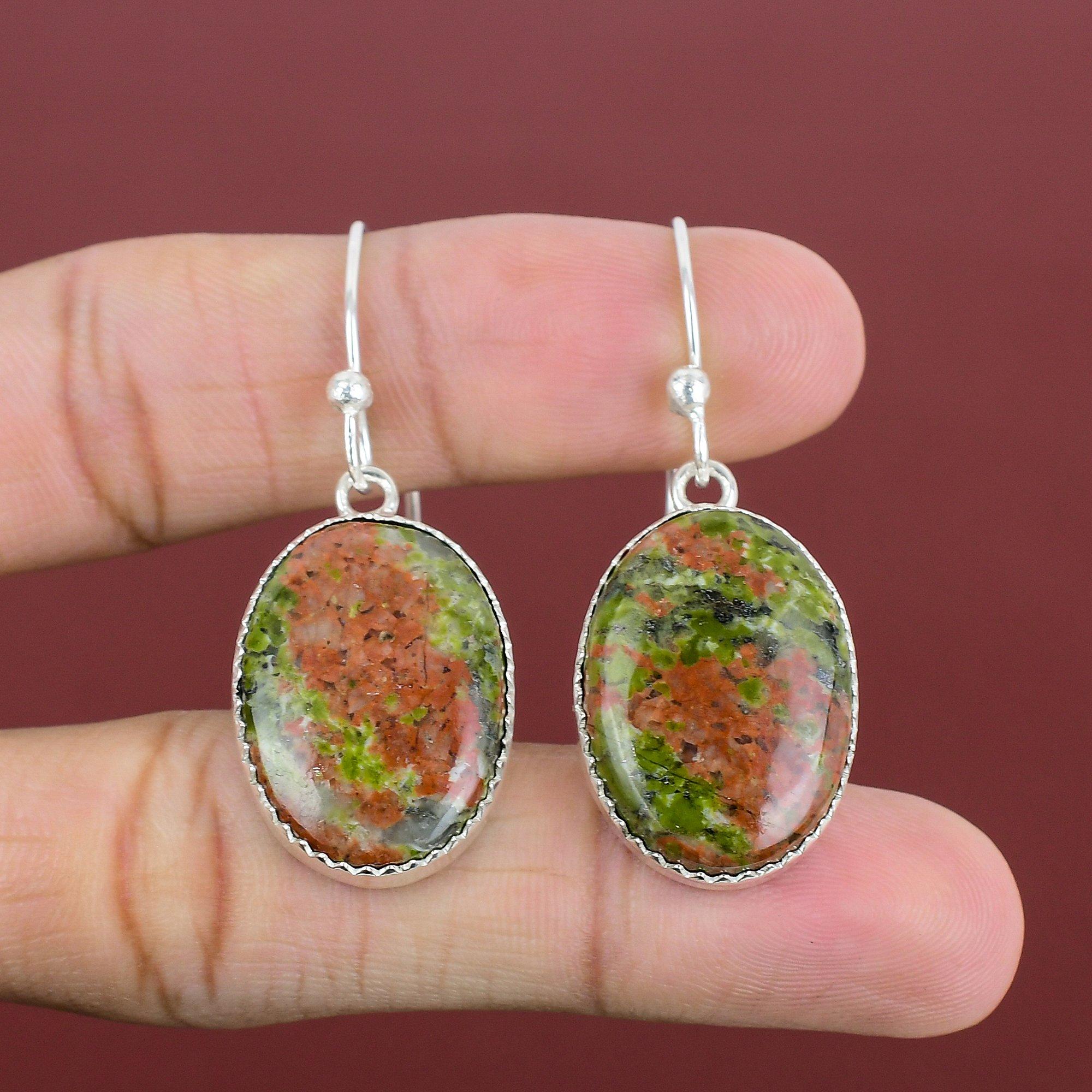 Unakite Earring 925 Sterling Silver Earring Handmade Earring Unakite Real Gemstone Jewelry Brand New Earring Anniversary Gift Silver Jewelry