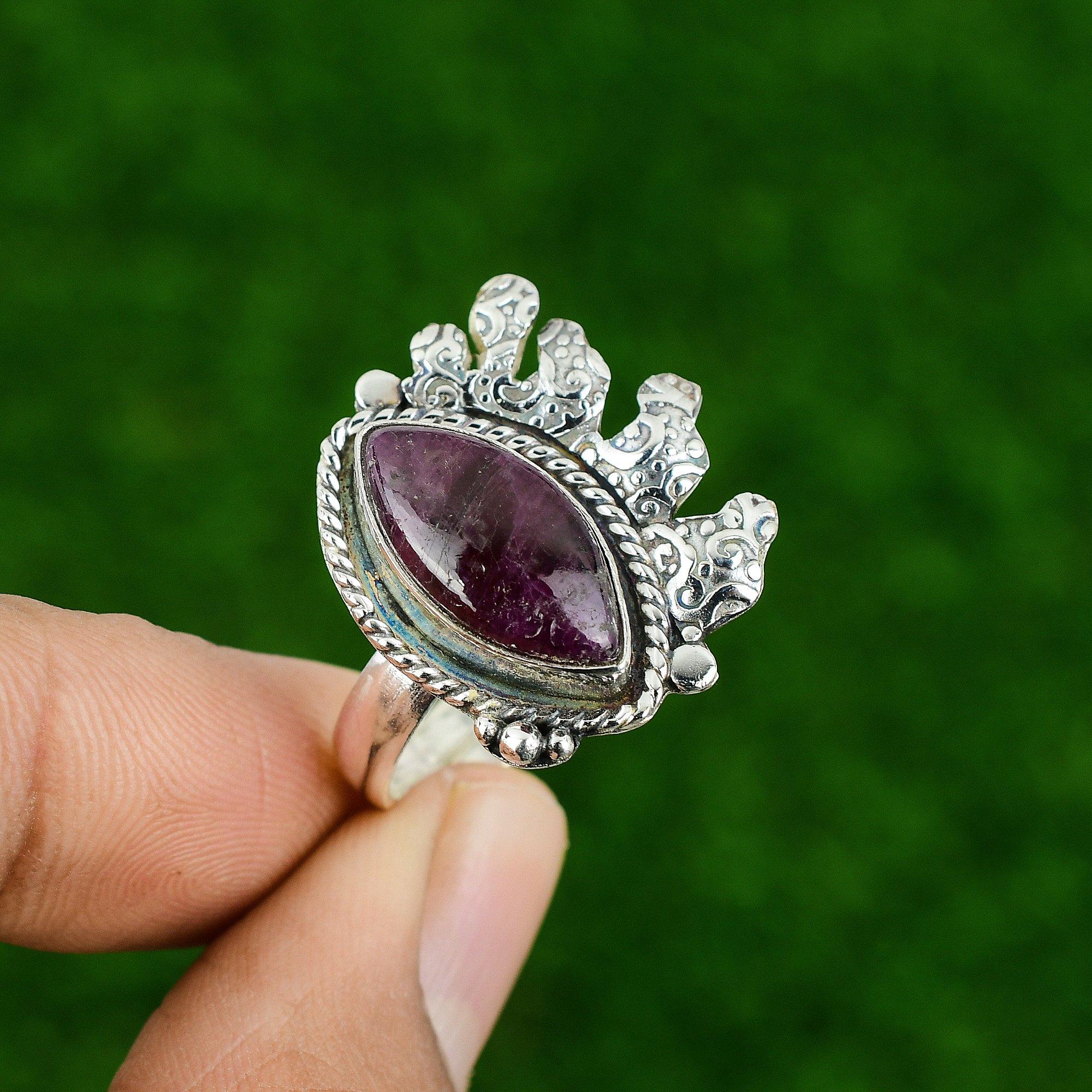 Anniversary Gift For Her Natural Ruby Multi Stone Adjustable Ring 925 Silver