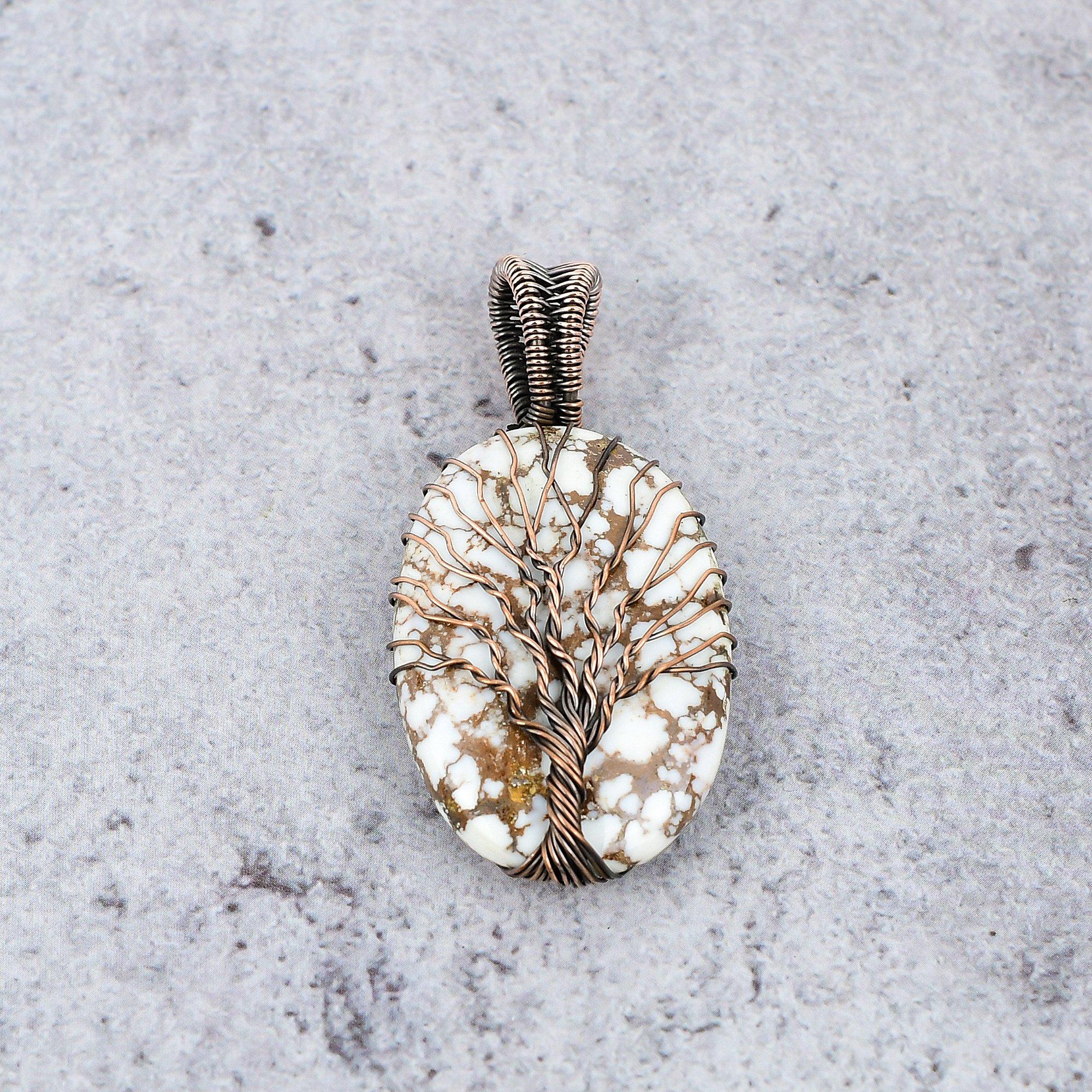 Wild Horse Jasper Handmade Gemstone Pendant, 999 Copper Wire Wrapped Pendant Antique Jewelry, For Engagement Gift