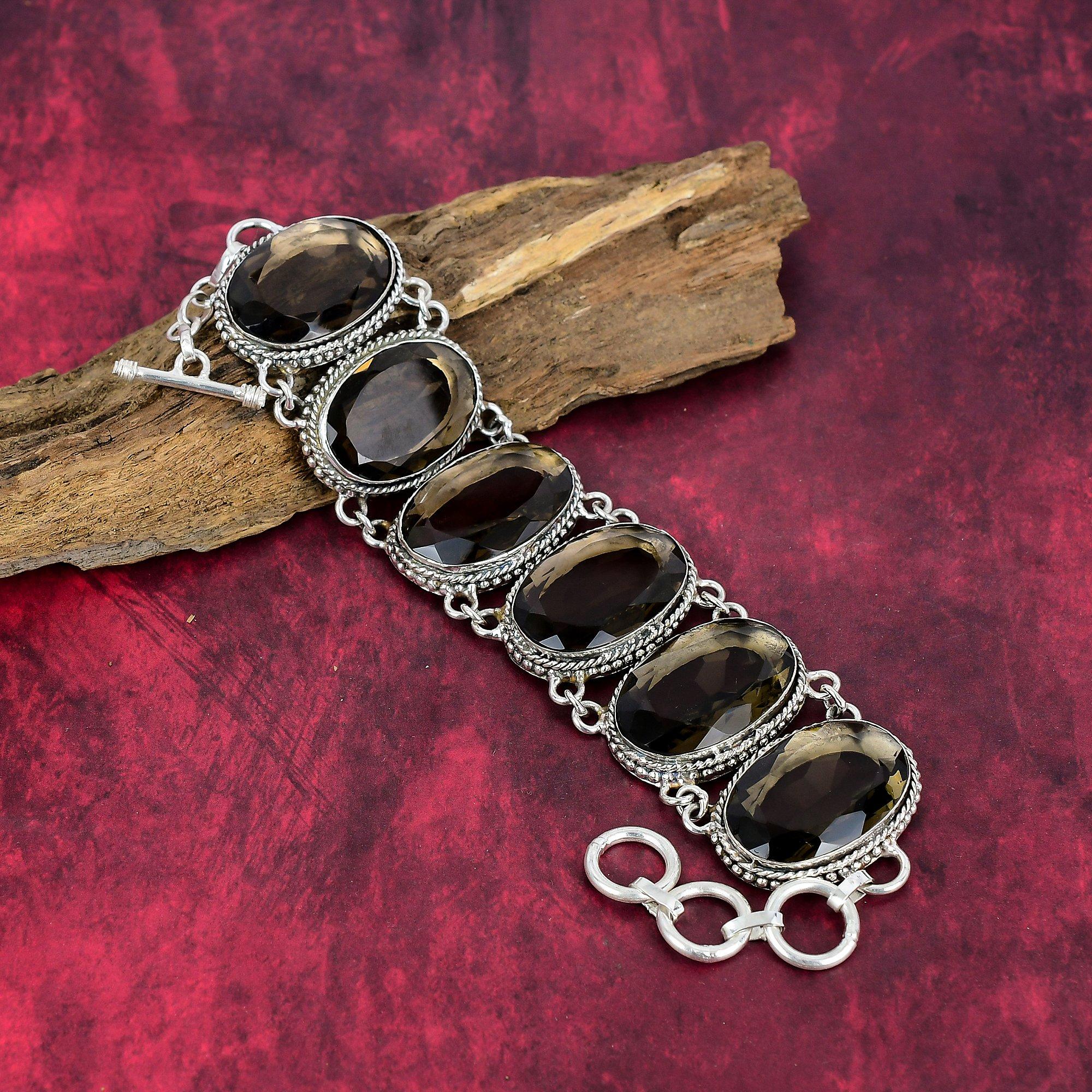 Smoky Topaz 925 Solid Sterling Silver Bracelet Jewelry, Handmade Beauteous Bracelet, Gemstone Jewelry For Her