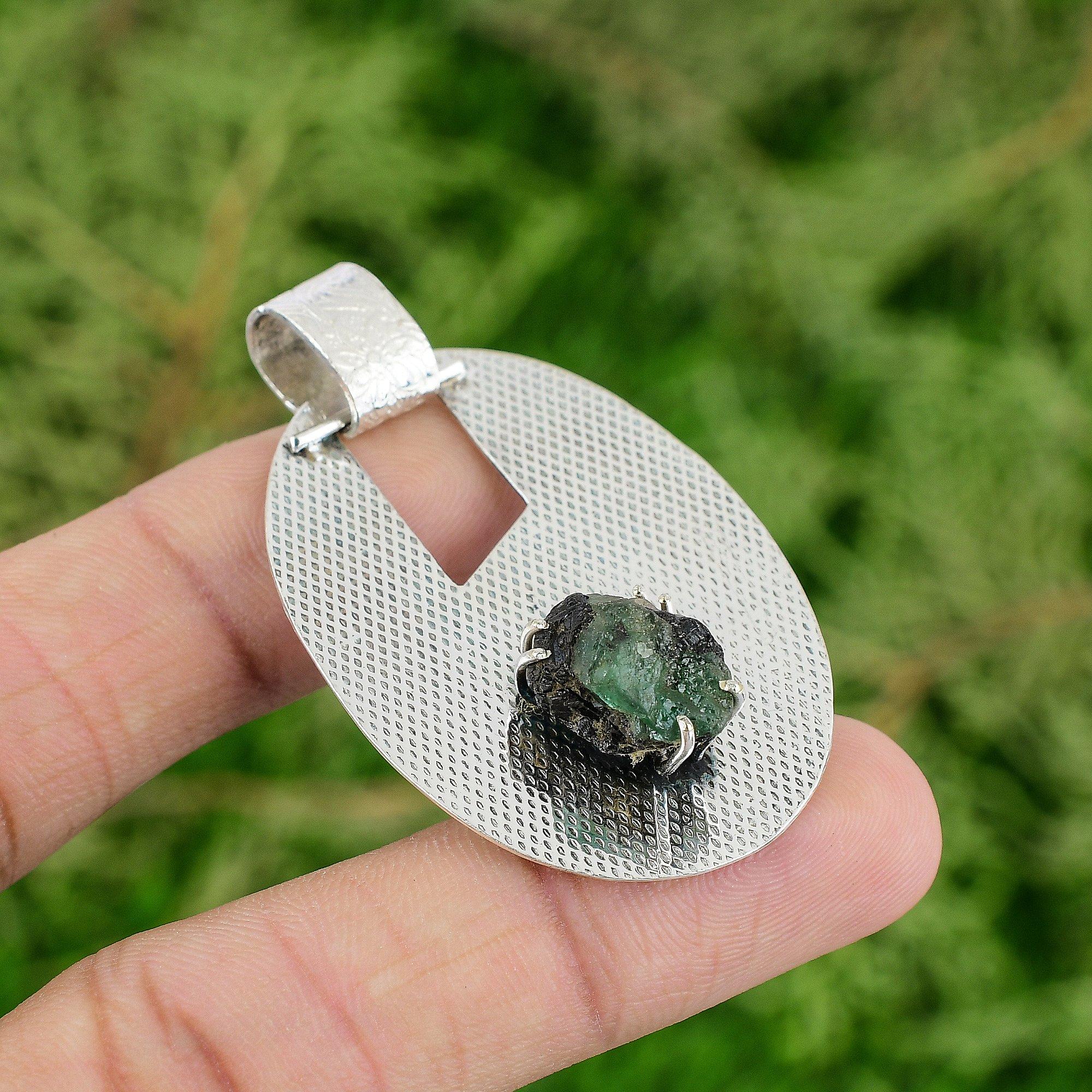 Töchtertag Angebot Sterlingsilber Chrysopras Rohstein Lünettenanhänger Schmuck