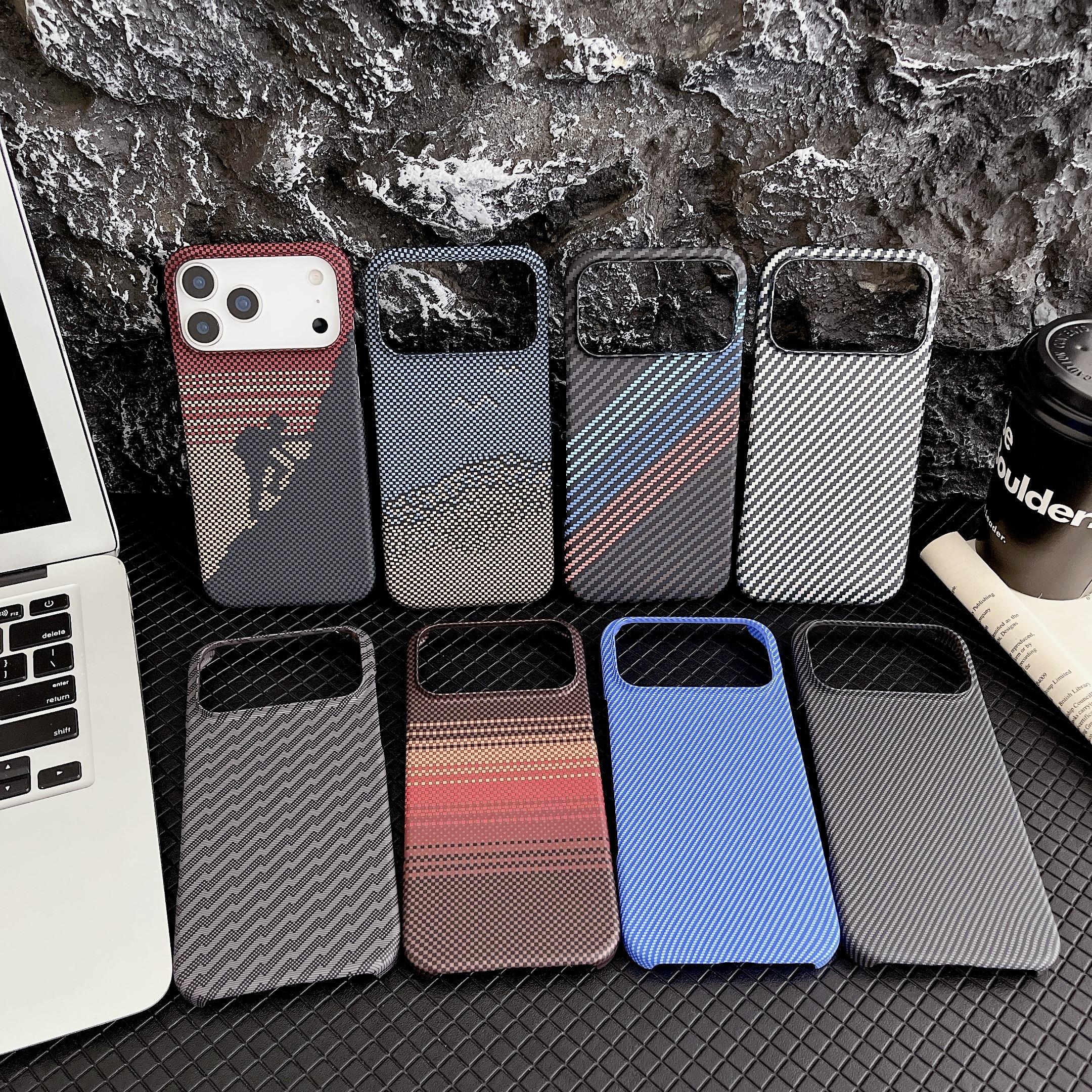 Luxury Half Carbon Fiber Protection Bumper Phone Case For iPhone 17 Air 16 15 PM 14 Plus 13 12 Pro Max 11 Hard PC Colorful Shockproof Protective Cover