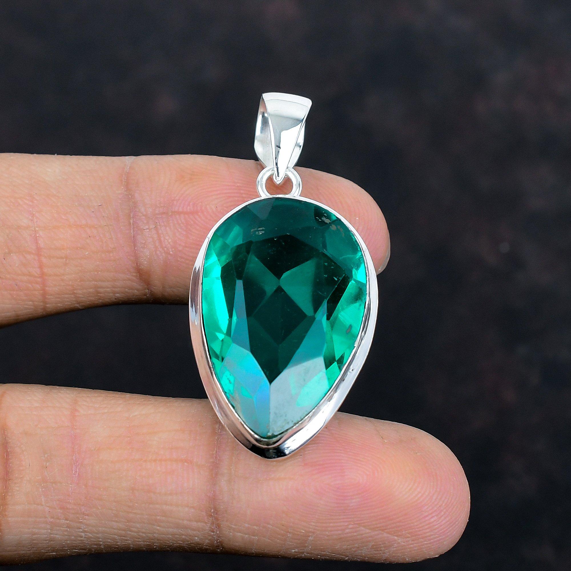 Faceted Chrome Diopside Pendant Natural Gemstone Pendant 925 Sterling Silver Pendant Chrome Diopside Jewelry Handmade Pendants Wedding Gifts