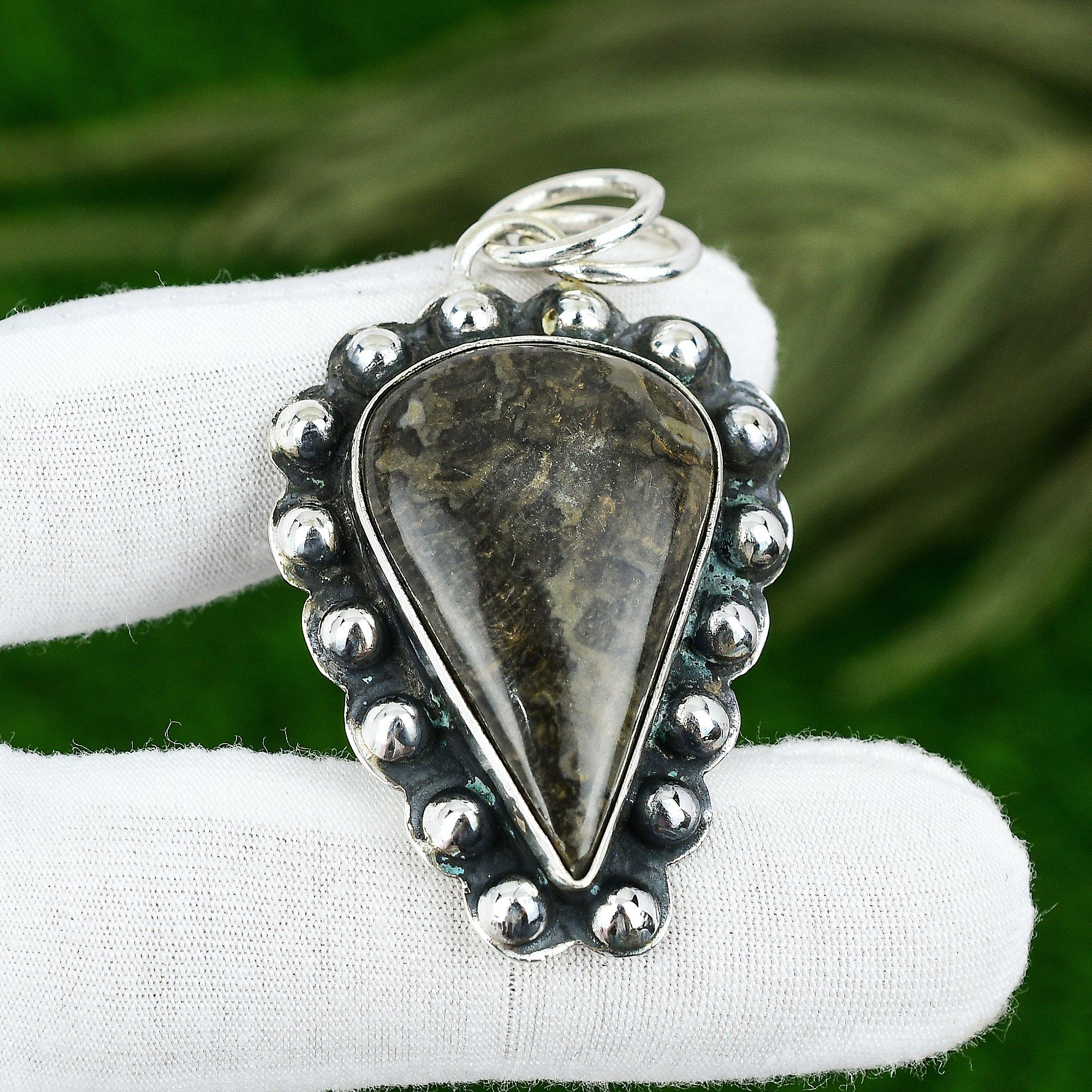 Friendship Day Sale Natural Bronzite Jasper Pendant Jewelry 925 Sterling Silver