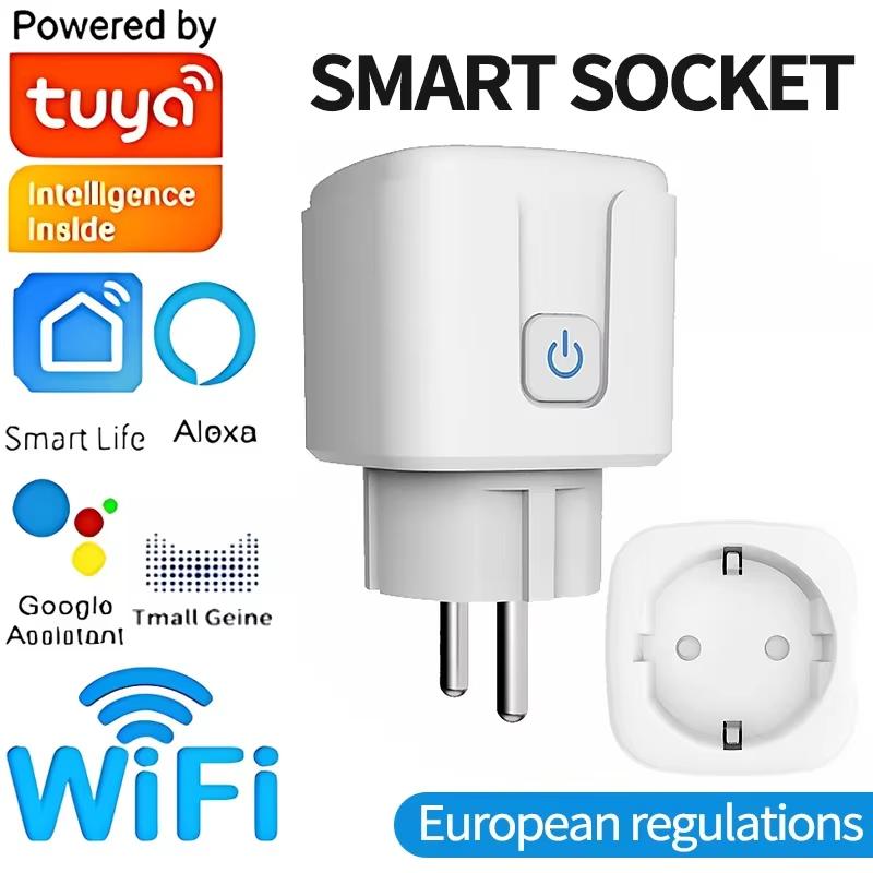 Spina Smart WiFi EU 16A/20A Tuya Presa con Monitoraggio di Potenza con Timer e Controllo Vocale AC 100-240V per Alexa Google Assistant App Smart Life