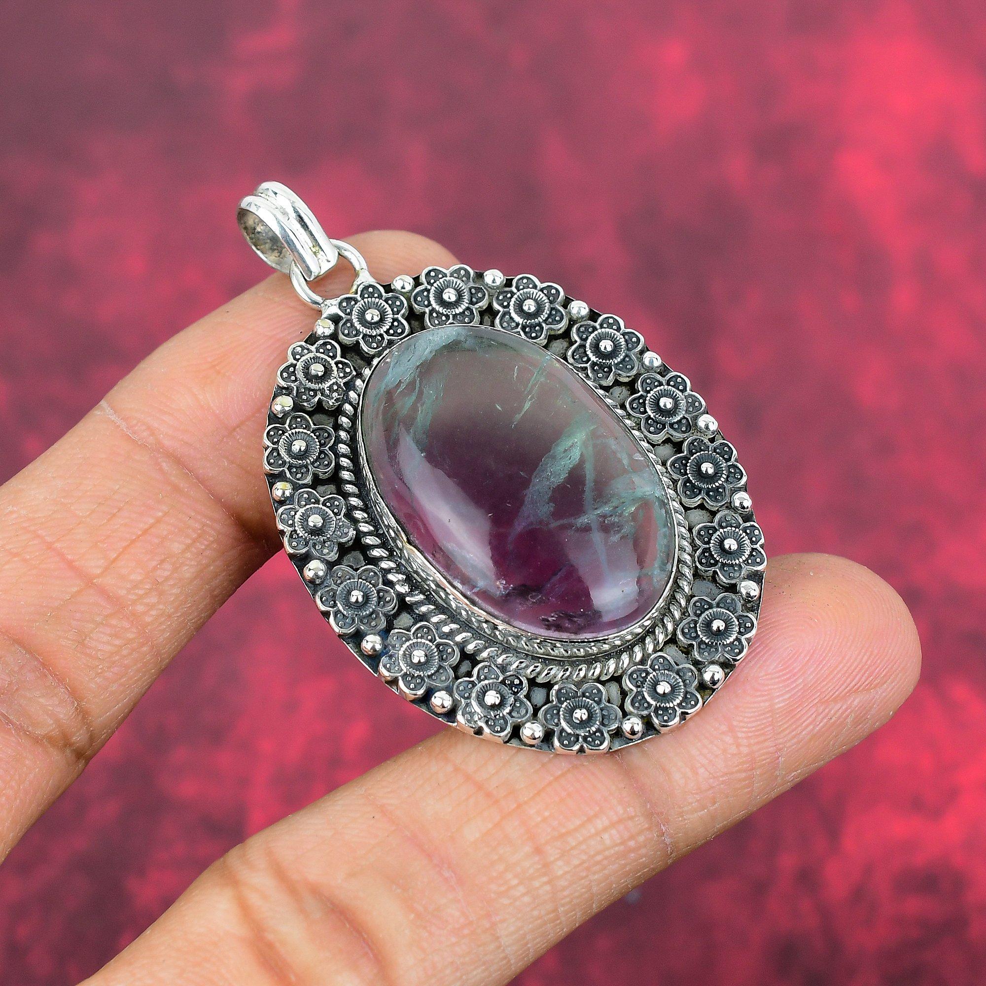 Pandantiv cu Piatră Prețioasă Cristal de Cuarț, Bijuterii Pandantiv din Argint Sterling Masiv 925, Bijuterii Antice Făcute Manual, Cadou Pentru Mamă