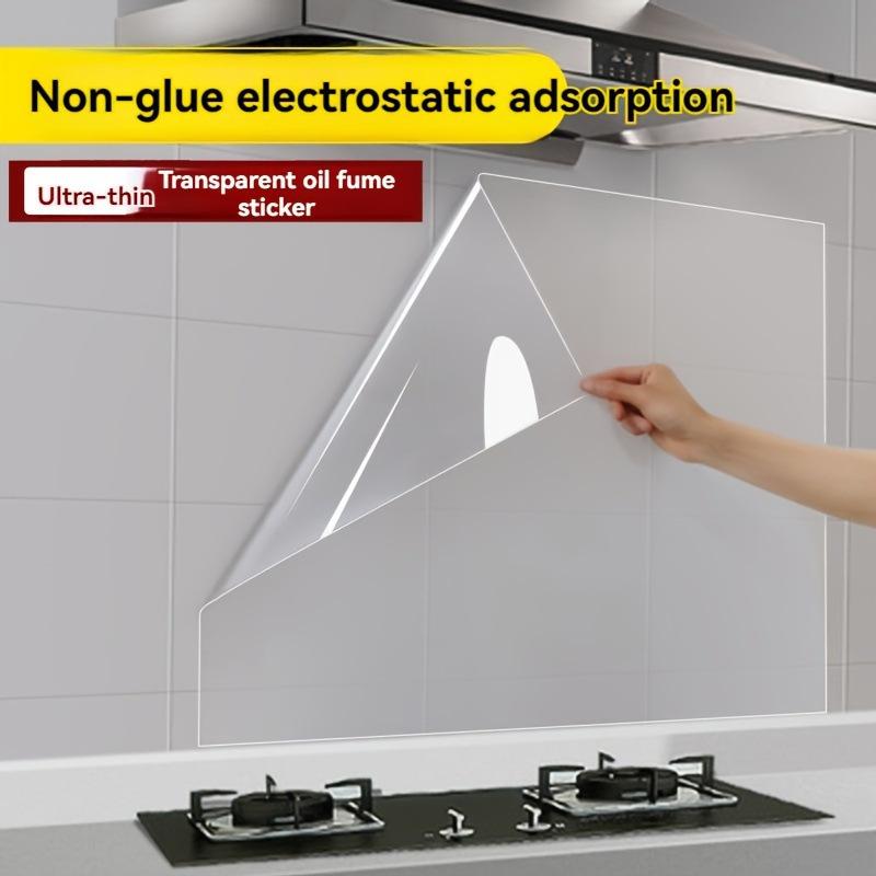 Static Transparent Kitchen Oil-Proof Film Stove Waterproof Moisture-Proof Self-Adhesive Wallpaper Countertop Cabinet Renovation Tile Sticker