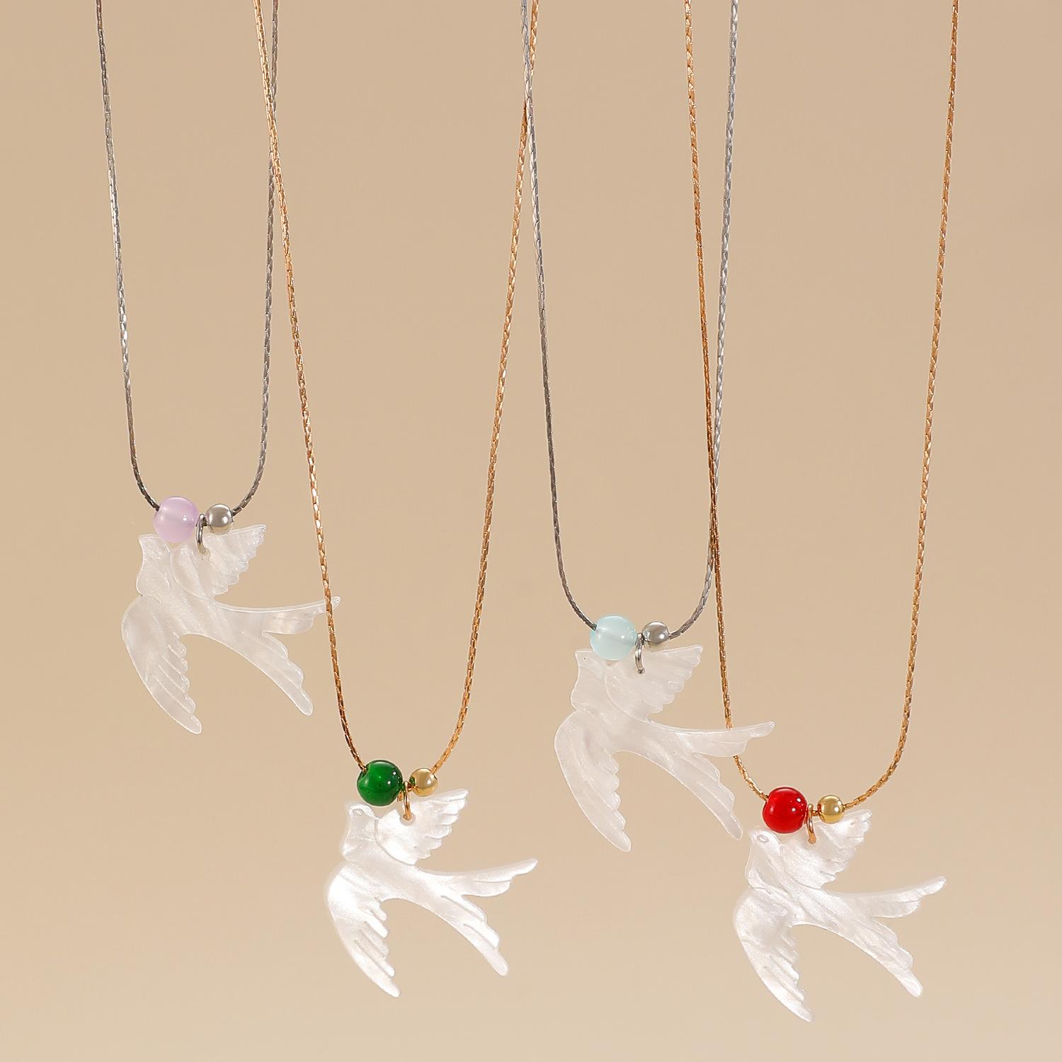 Retro Personalized Design Luxury Bird Swallow Pendant Necklace Thin Rope Collarbone Chain