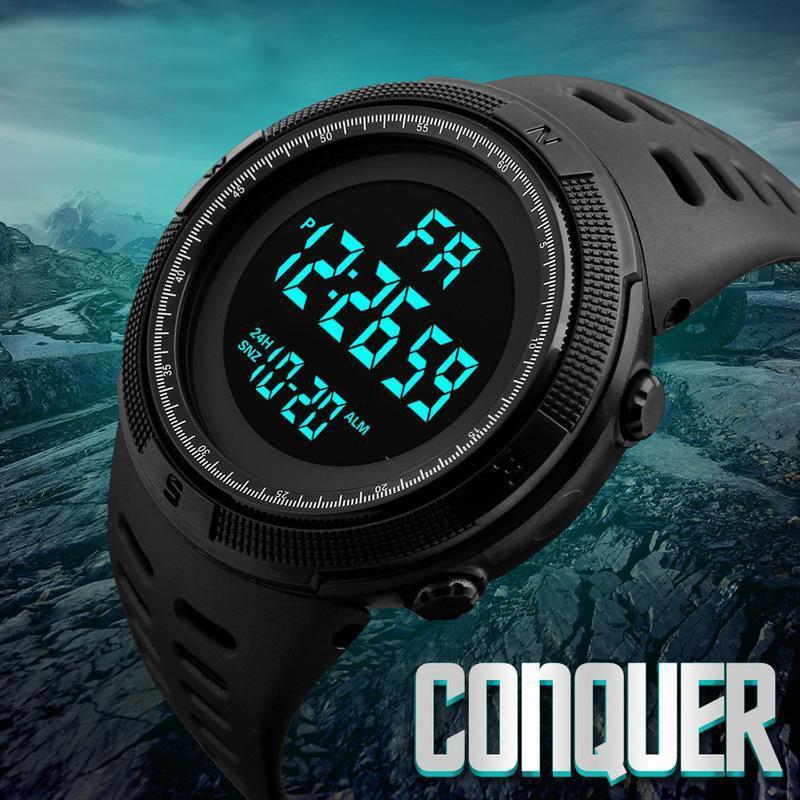 Trendiger Unisex-wasserdichter Wecker, hochwertige Damen-Multifunktionsuhren, digitale LED-Uhr, Chrono, Outdoor, 5 Bar, Herren, Militär, Sport