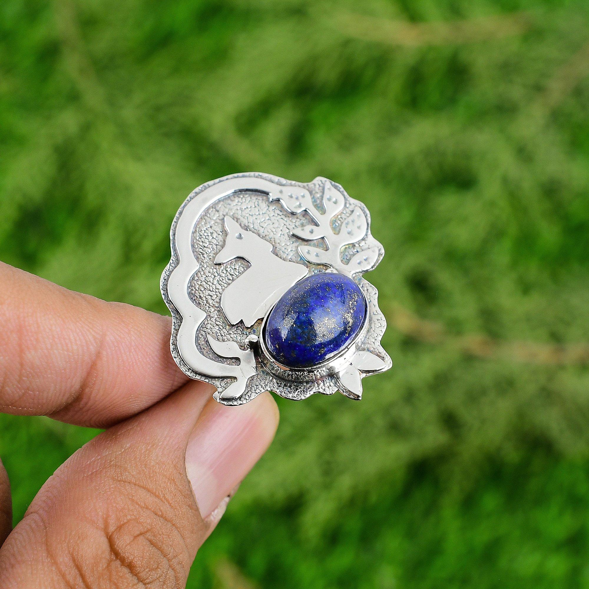 Mothers day Deal Sterling Silver Natural Lapis Lazuli Statement New Ring Jewelry