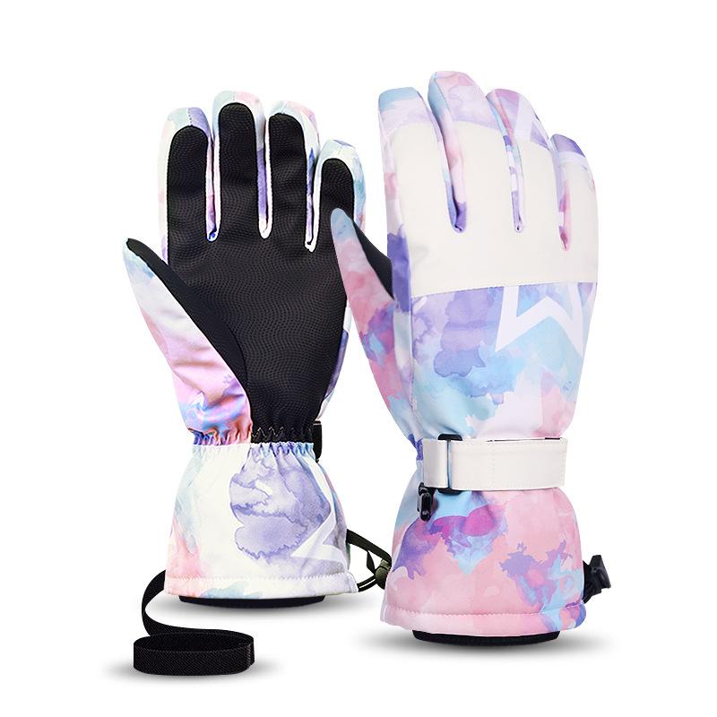 High-quality ski gloves, men's and women's winter white thermal gloves, cycling sports protective gear, touch screen five-finger outdoor gloves