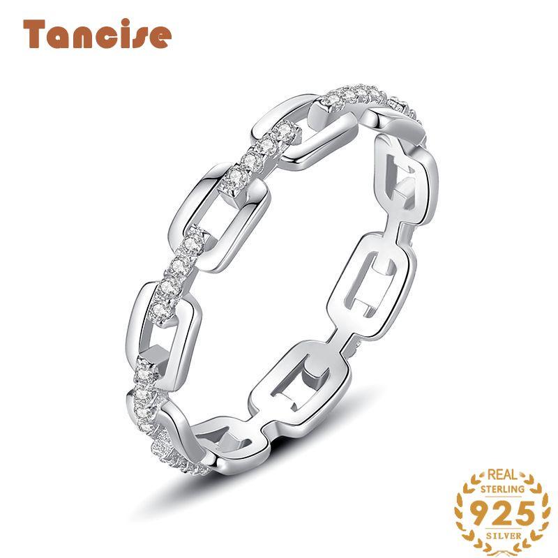 Tancise Klassischer Zirkon-Ring aus 925er-Sterlingsilber, Damenschmuck, Hochzeitsversprechen, Party-Geschenk
