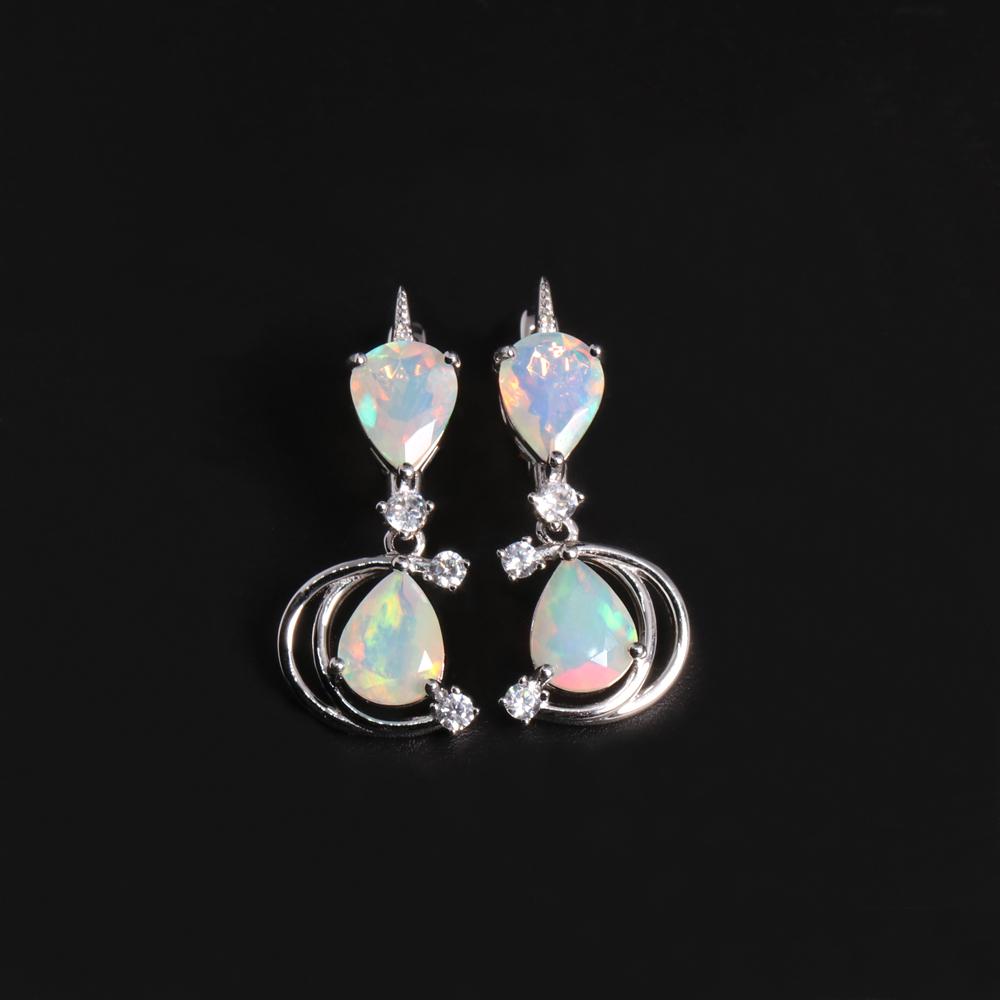 Ohrringe mit Verschluss im Sterne-Mond-Design, 925er Sterlingsilber mit 4 Karat natürlichem Opal, hochwertiger Schmuck für Frauen und Ehefrauen, schönes Geschenk