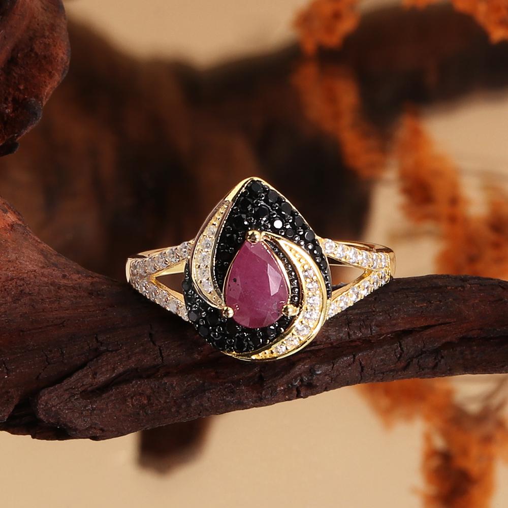 Vintage Design Natürliche Birne 5*7mm Rubin Damenring Echte Edelsteine 925 Sterlingsilber Feiner Schmuck für Jubiläum Bankettkleidung