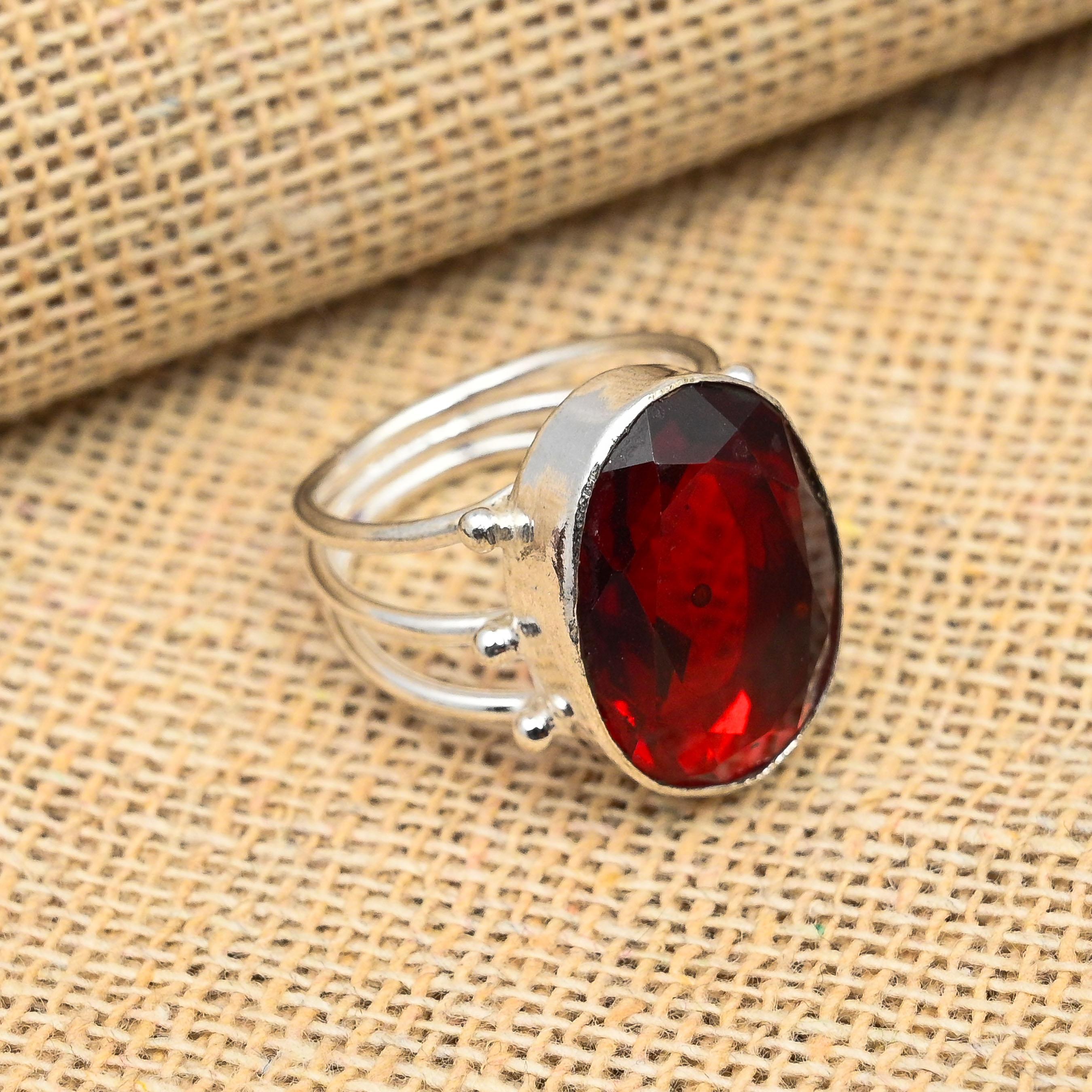 Red Garnet Gemstone 925 Sterling Silver Handmade Jewelry For Thanksgiving Gift