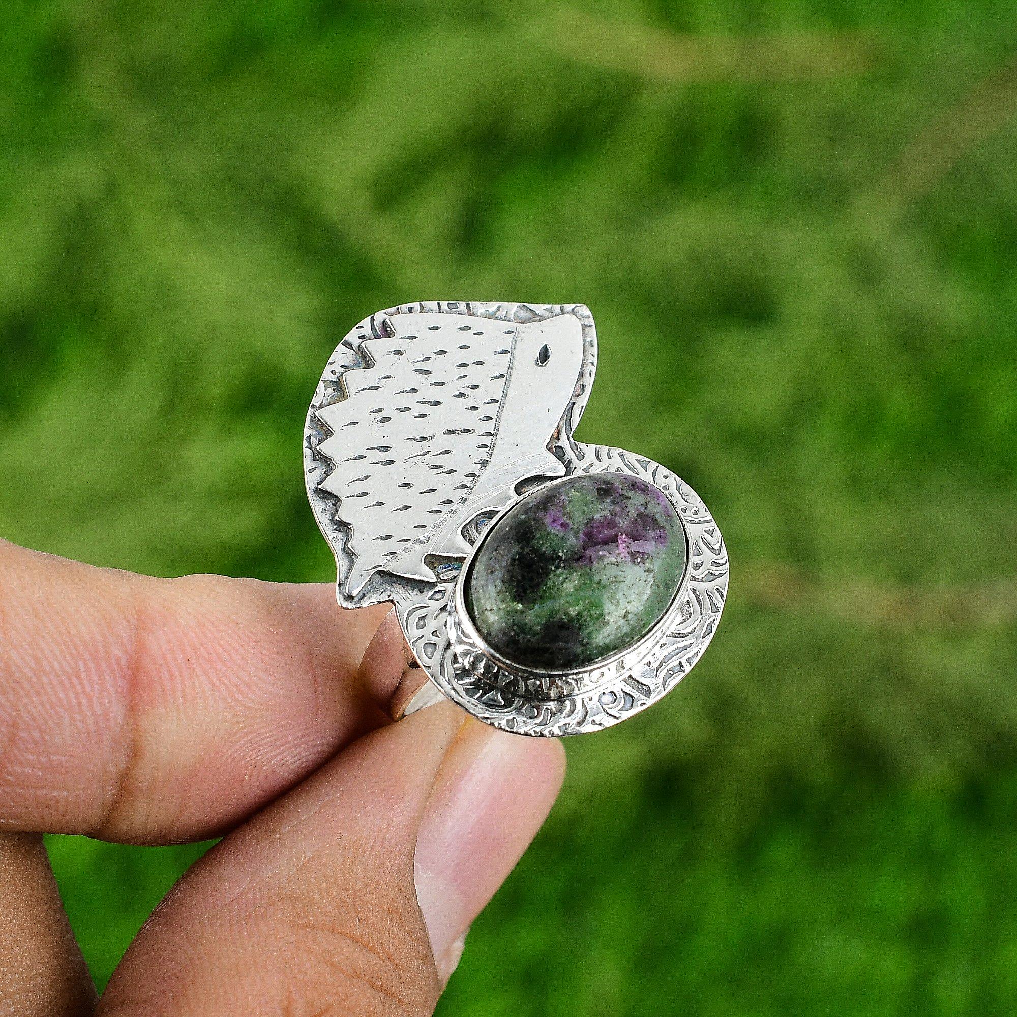 Ruby Zoisite Gemstone 925 Silver Anniversary Boho Promise Birthday Ring Jewelry