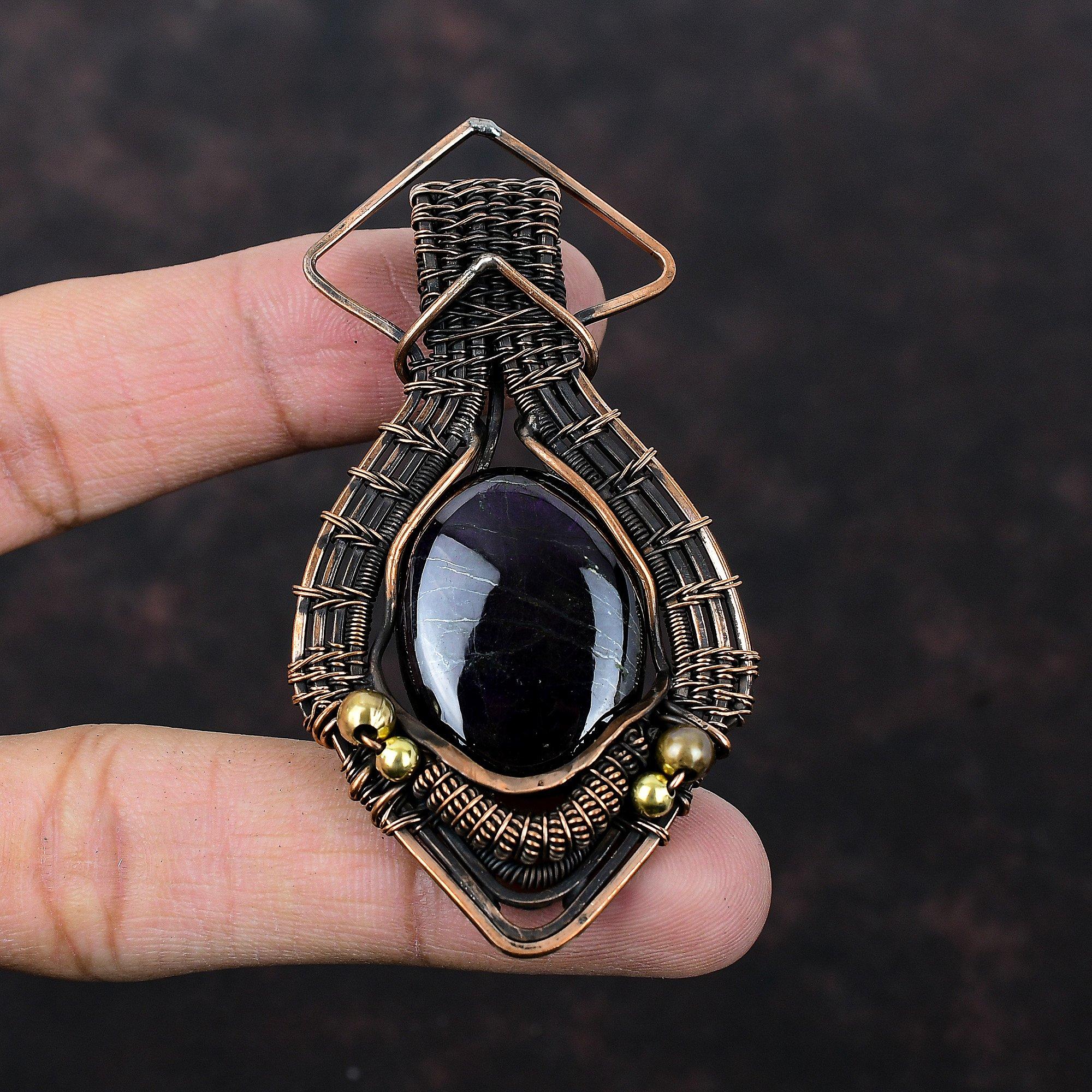 Sugilite Pendant Copper Wire Wrapped Pendant Handmade Jewelry Beautiful Gemstone Pendant Sugilite Jewelry For Gift Copper Wire Wrap Jewelry