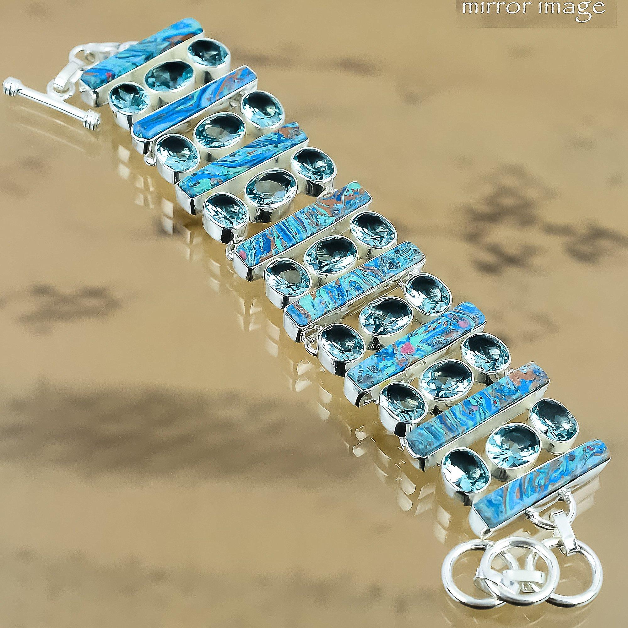 Natürlicher Regenbogen Calsilica Kette Verstellbares Armband 925 Silber Für Damen