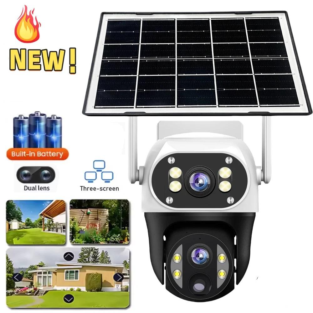 V380 Outdoor Home Garden Monitoring Dual Lens Full Color Night Vision 4G/Wifi Remote Solar Camera