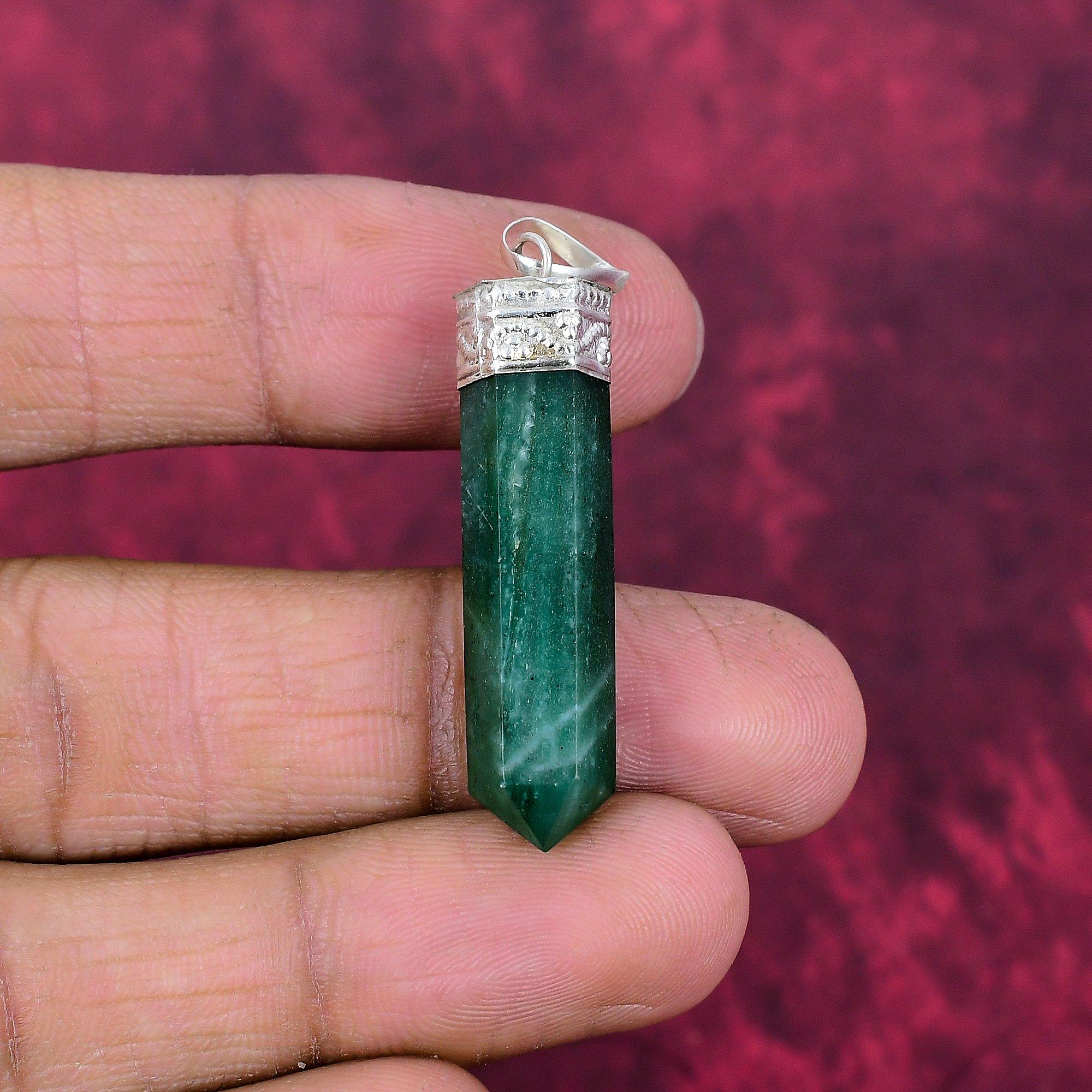 Im Labor hergestellter Smaragd Anhänger, 925 Sterling Silber Anhänger Edelsteinschmuck, Handgefertigter Anhänger Erstaunlicher Schmuck, Geschenk für Sie