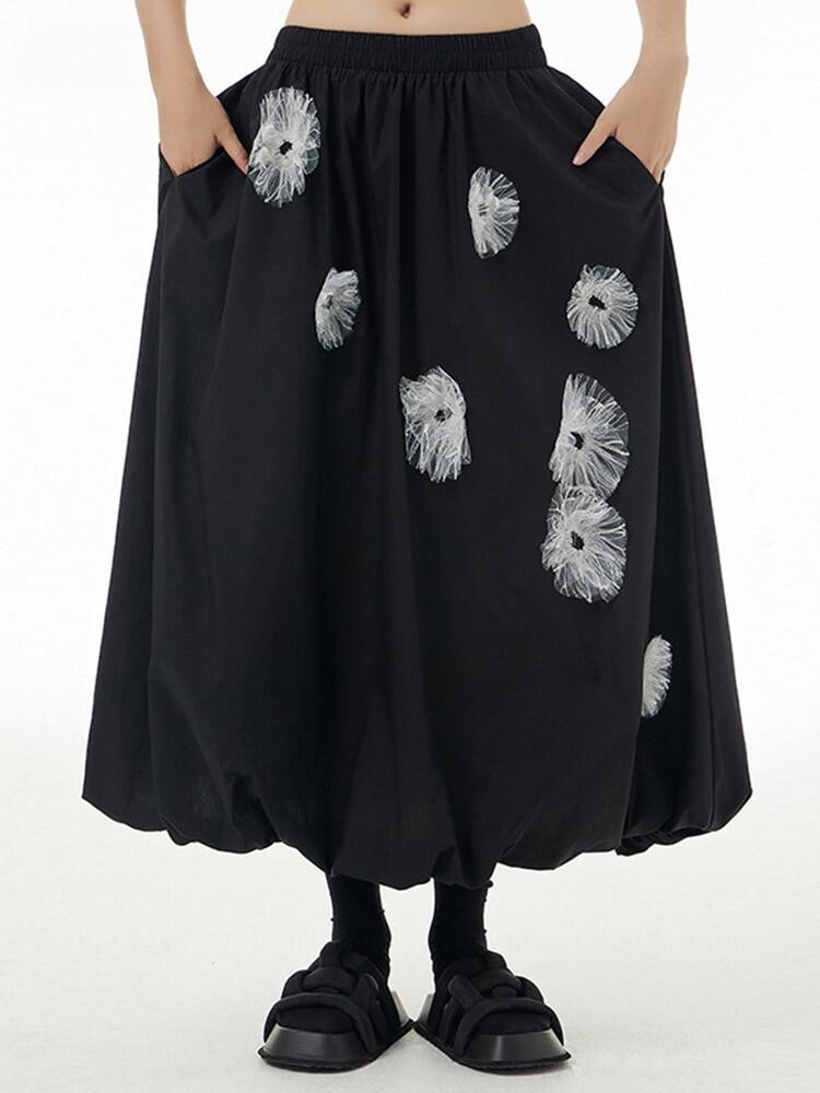 Xitao Solid Color Loose A-line Skirt SMH1450