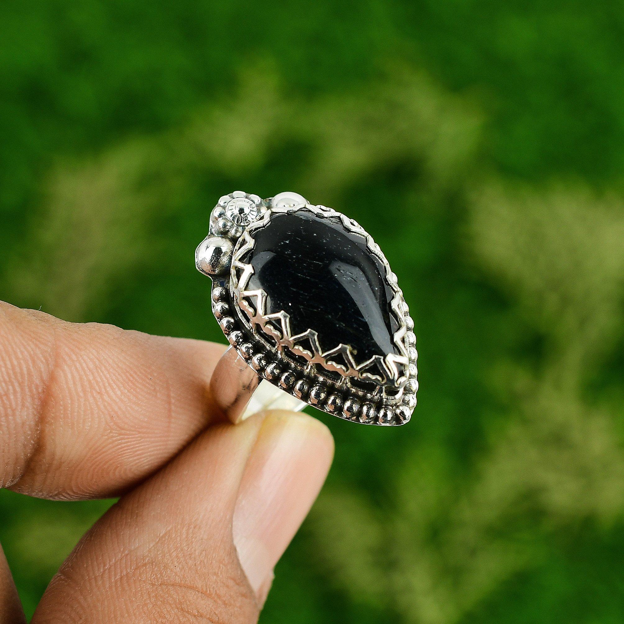 925 Silver Natural Nellite Promise Daughter Multi Stone Birthday Ring Jewelry