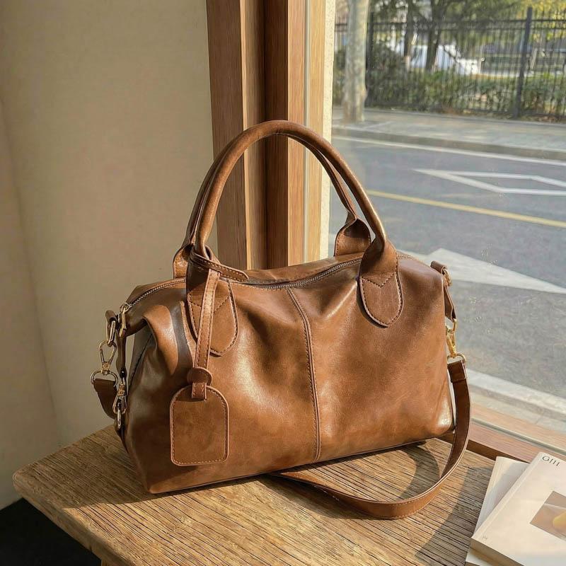 Modische Damen-Lederhandtasche Vintage Boston Boston-Tasche Umhängetasche mit abnehmbarem Riemen Geeignet für Arbeit, Einkaufen und Reisen