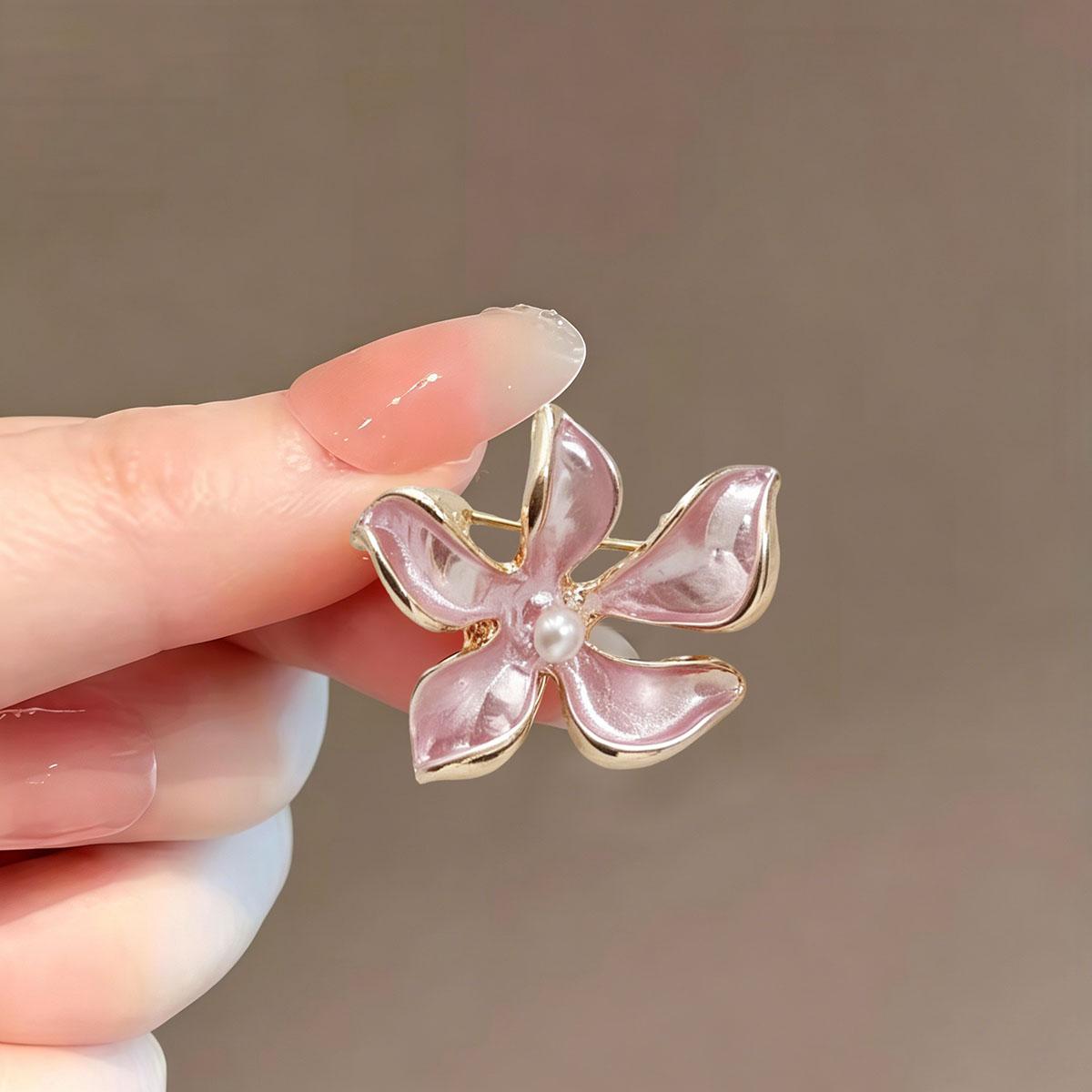 Love Lotus Pink Lotus Brooch for Women, High-End Dropping Oil Flower Chinese Style Brooch, Cheongsam Pin Accessories