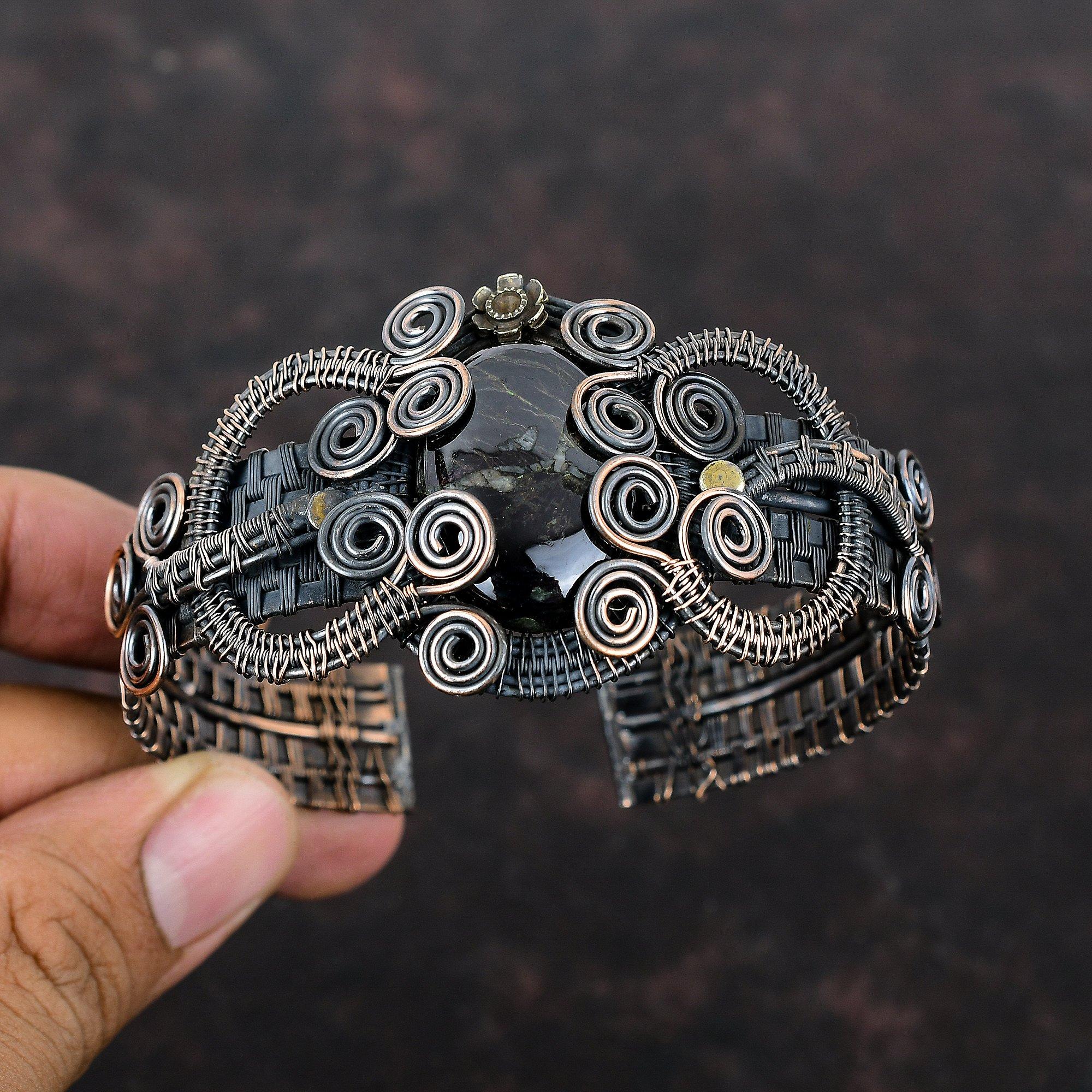 Sugilite Cuff Bracelet Copper Wire Wrapped Bangle Adjustable Cuff Bracelet Handmade Copper Jewelry Gemstone Bangle Sugilite Jewelry For Gift