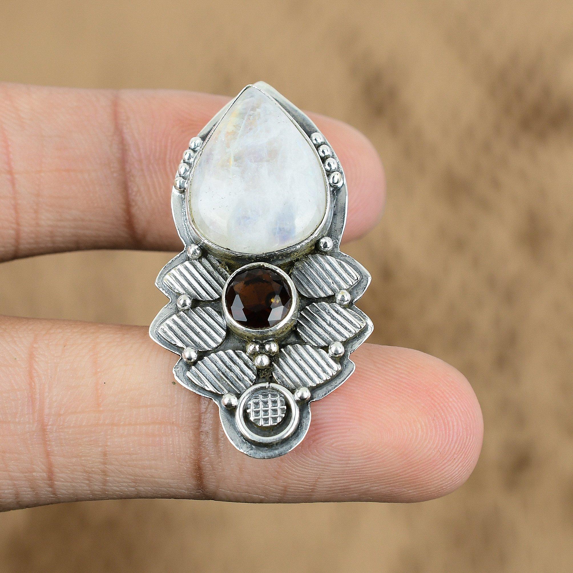 Anniversary Gift For Her Natural Rainbow Moonstone Gemstone Pendant 925 Silver