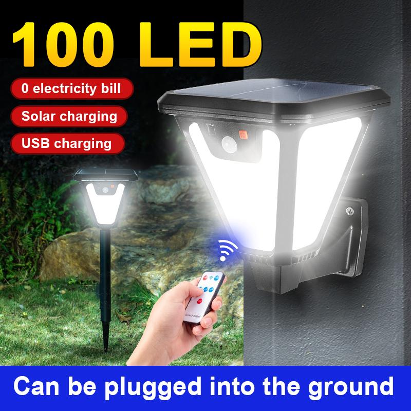 LED Solar Lamp Ground Lantern Motion Sensor Light Outdoor Solar Lights Remote Control Garden Lamp Waterproof Wall Light