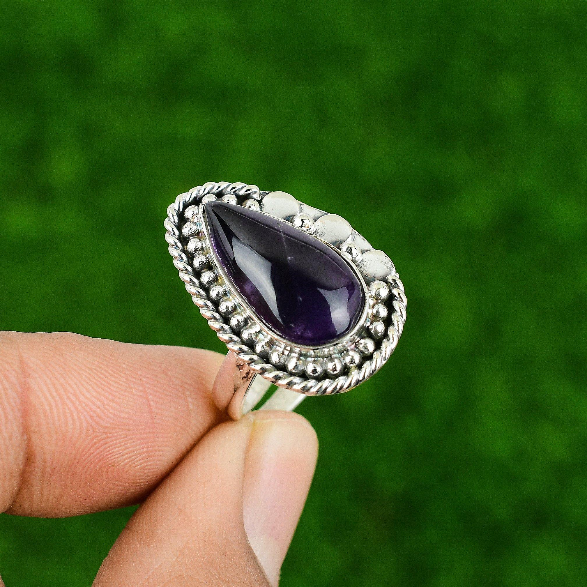 925 Silver African Amethyst Stone February Daughter Anniversary New Ring Jewelry