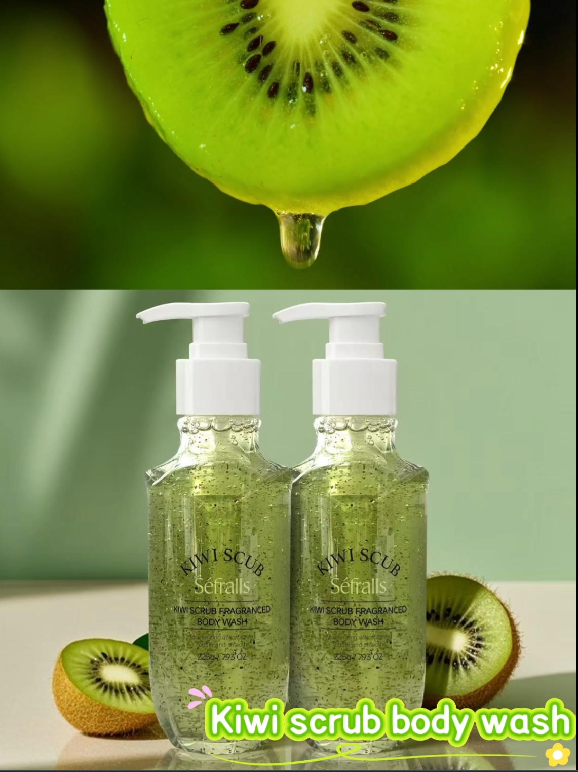 Séfralls Kiwi-Duschgel 225 g, entfernt effektiv Schmutz, spendet Feuchtigkeit und reinigt Duschprodukte, praktisch für zu Hause oder unterwegs