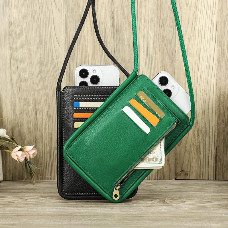 Sac Bandoulière Mini Pour Téléphone Femme - Taille 20x13 Cm, Léger (115g), Bandoulière Réglable, Vert Fleuri - Pour Quotidien, Courses