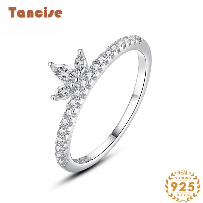 Tancise Classic 925 Sterling Silver Zirkónový prsteň Dámske šperky Svadobný darček na párty