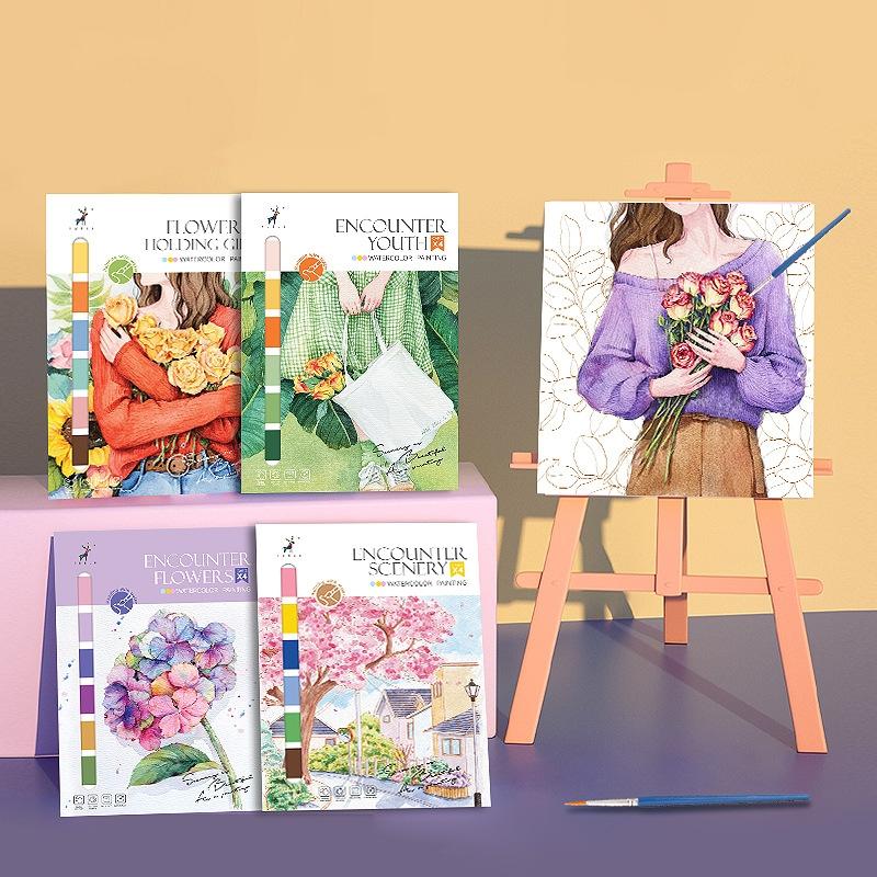 Watercolor Coloring Book Decompression Drawing Doodle Cartoon Self-painting Paper