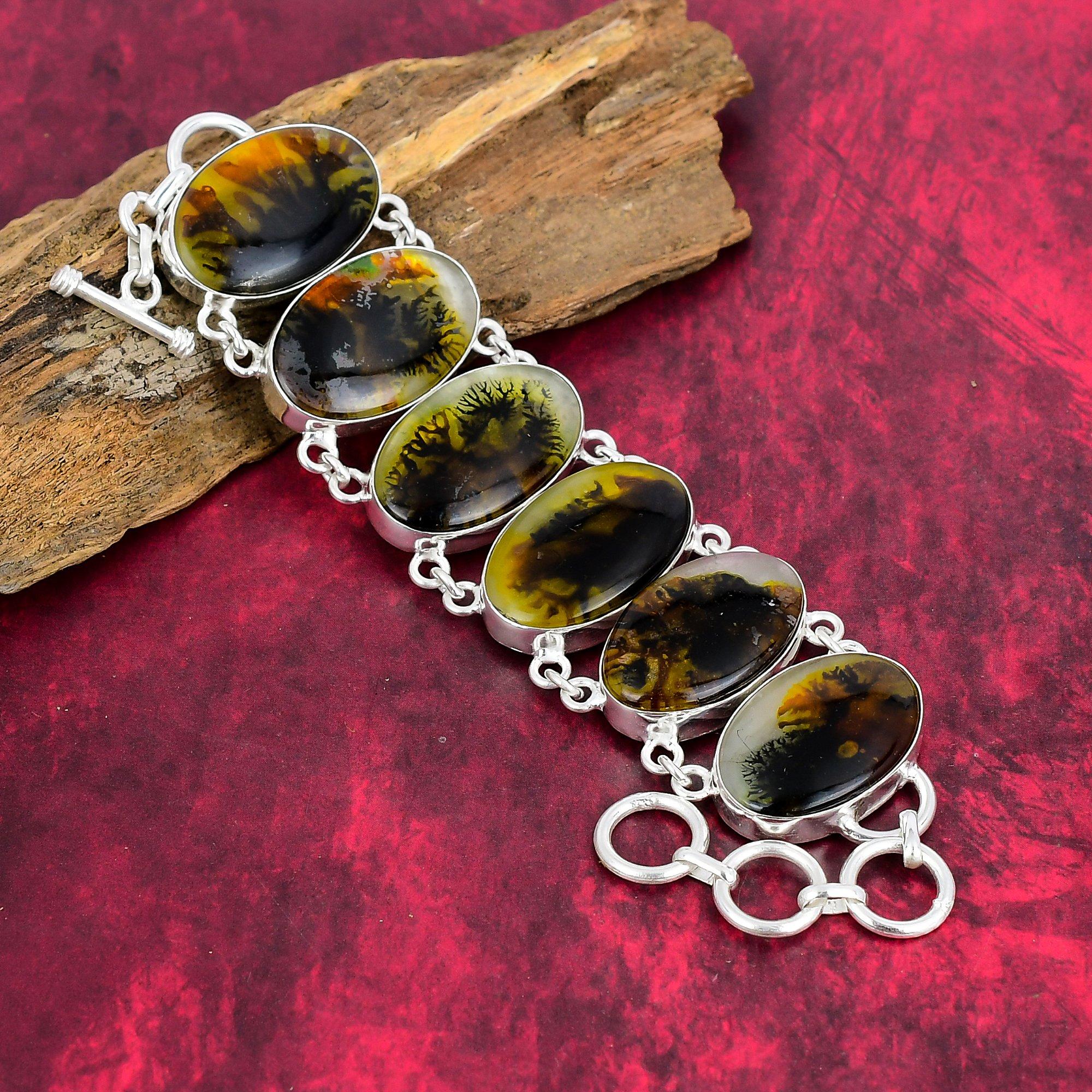 Dendrite Opal Bracelet Jewelry, Handmade 925 Solid Sterling Silver Jewelry, Beauteous Gemstone Bracelet, Natural Jewelry For Gift